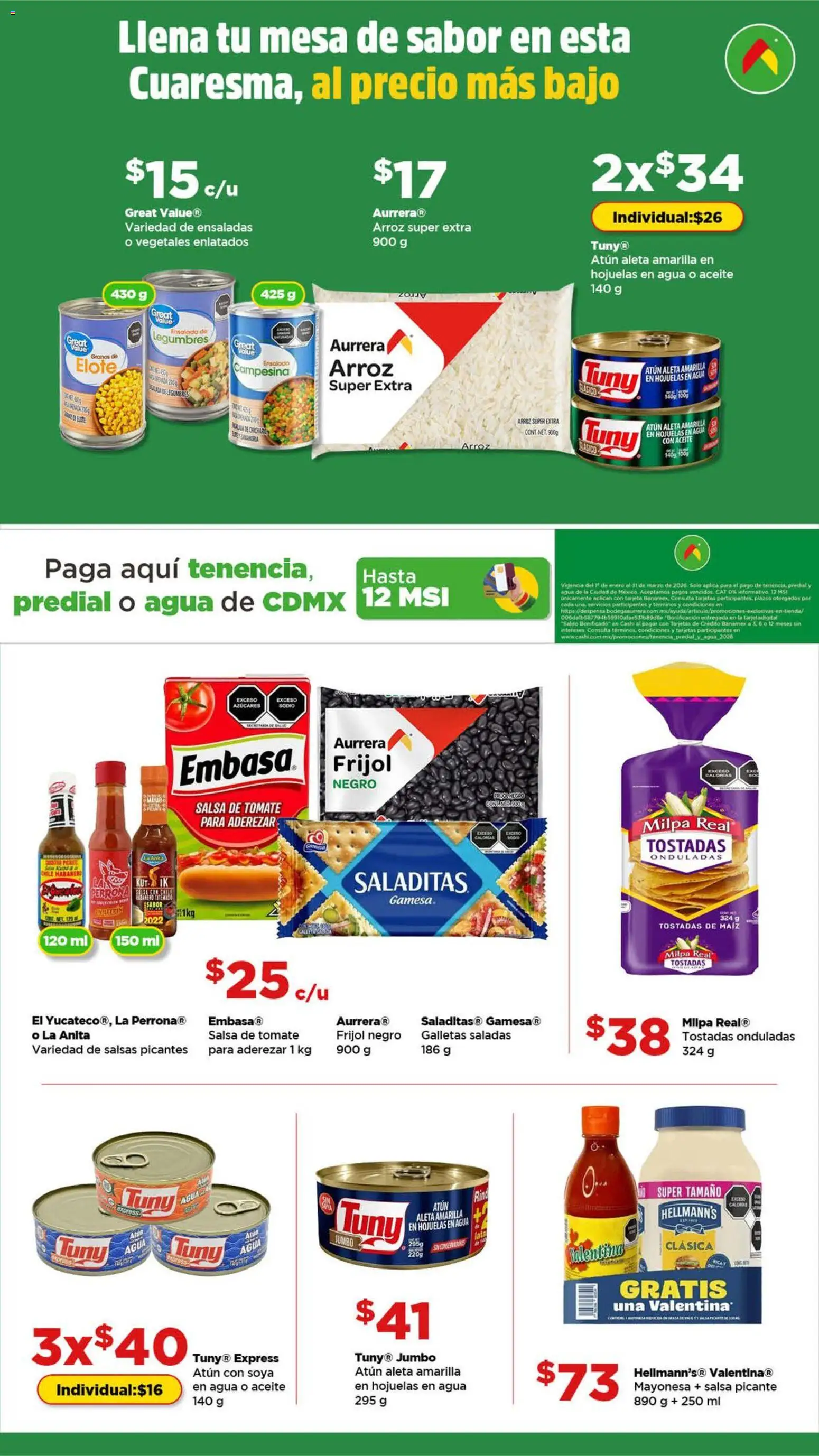 Nuevas ofertas de Bodega Aurrerá válidas en toda la República Mexicana desde el 11.02.2026. ¡Encuentra las mejores ofertas en Bodega Aurrerá folleto Aquí sí te alcanza para la cuaresma! | Página: 3 | Productos: Maíz, Aceite, Arroz, Hojuelas
