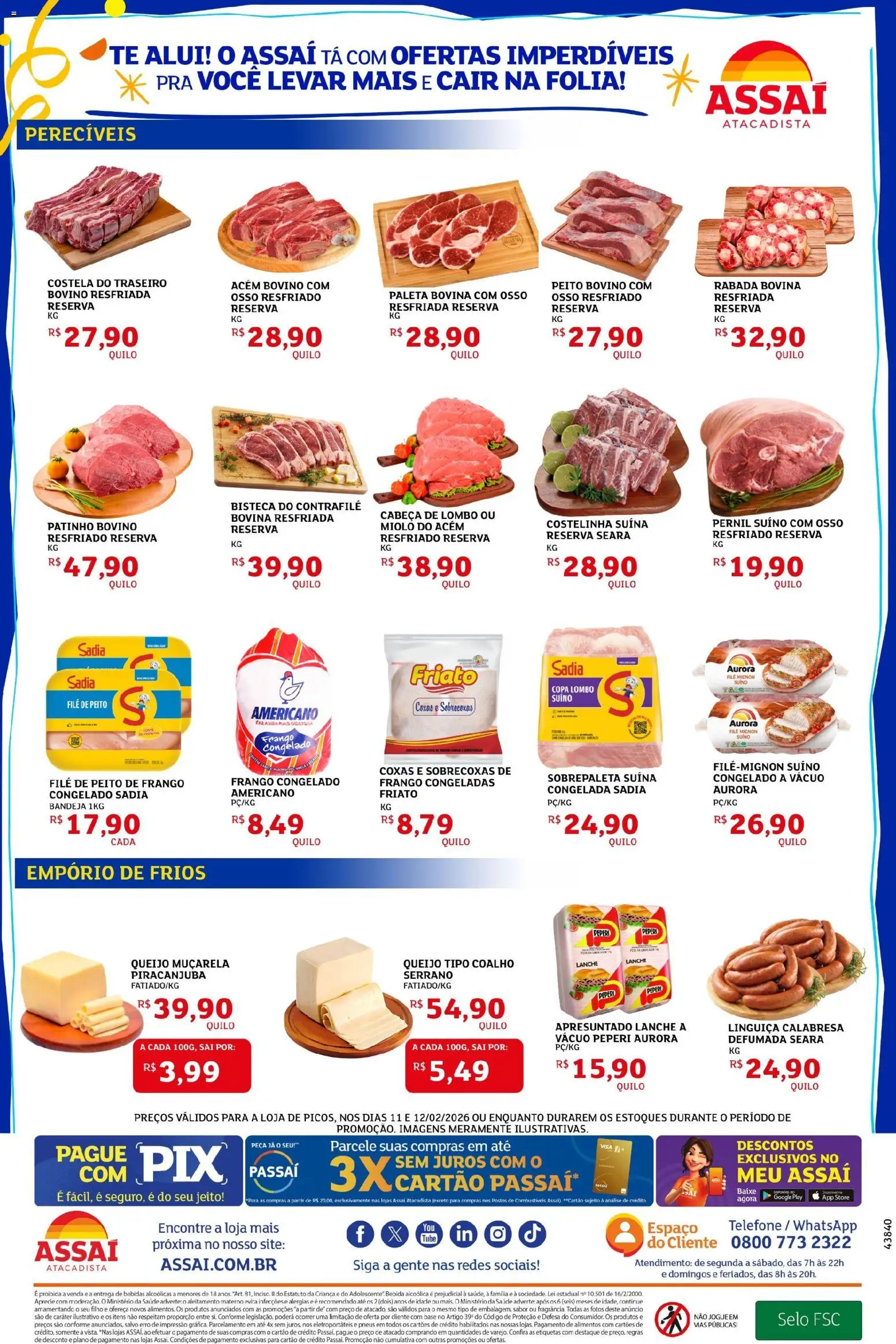 Assaí Atacadista Folheto - válido de 11.02.2026 | Página: 2 | Produtos: Queijo, Copa, Pneus, Telefone