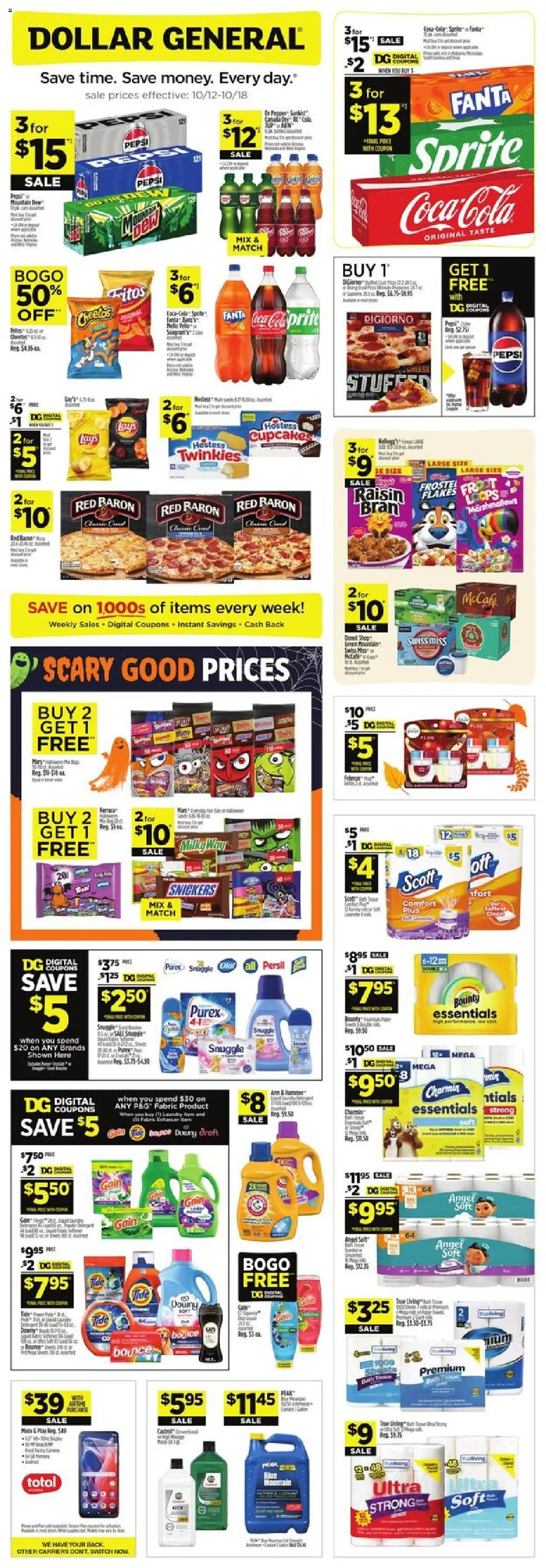 Dollar General Weekly Ad - valid from 12.10.2025 | Page: 1 | Products: Bath, Flakes, Switch, Pepper