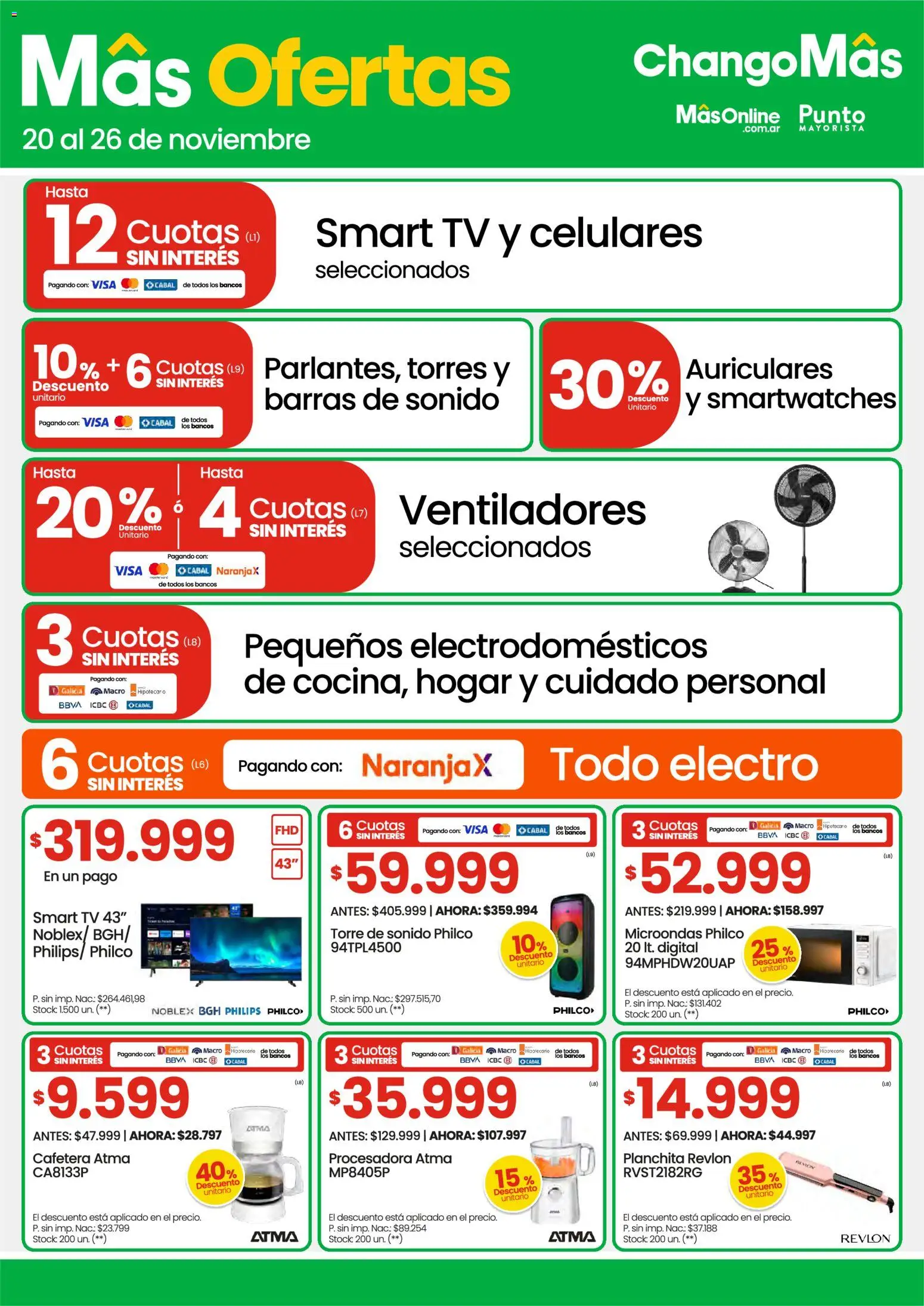 Changomas ofertas │ válido desde el 20.11.2025 | Página: 11 | Productos: Auriculares, Cafetera, Microondas, Procesadora