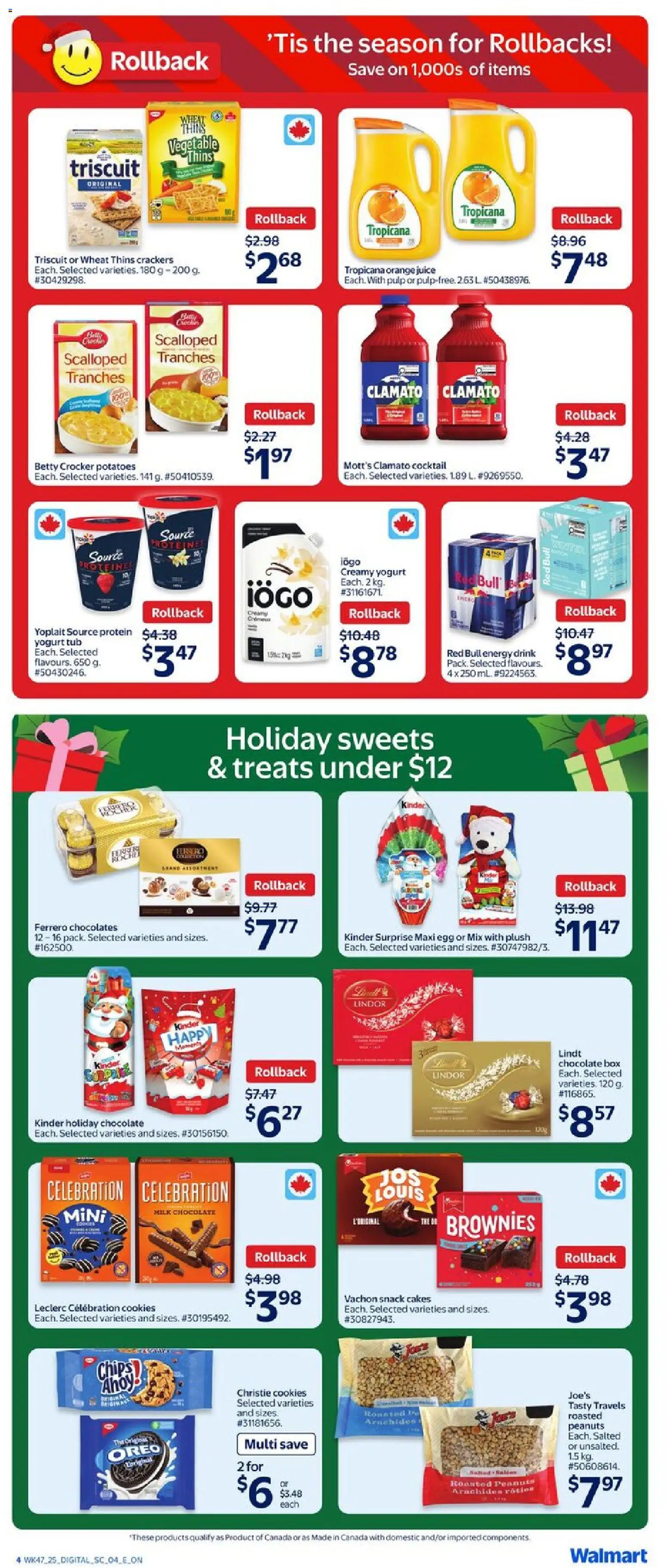 Walmart flyer valid from 18.12.2025 | Page: 6 | Products: Milk, Yogurt, Chocolate, Juice