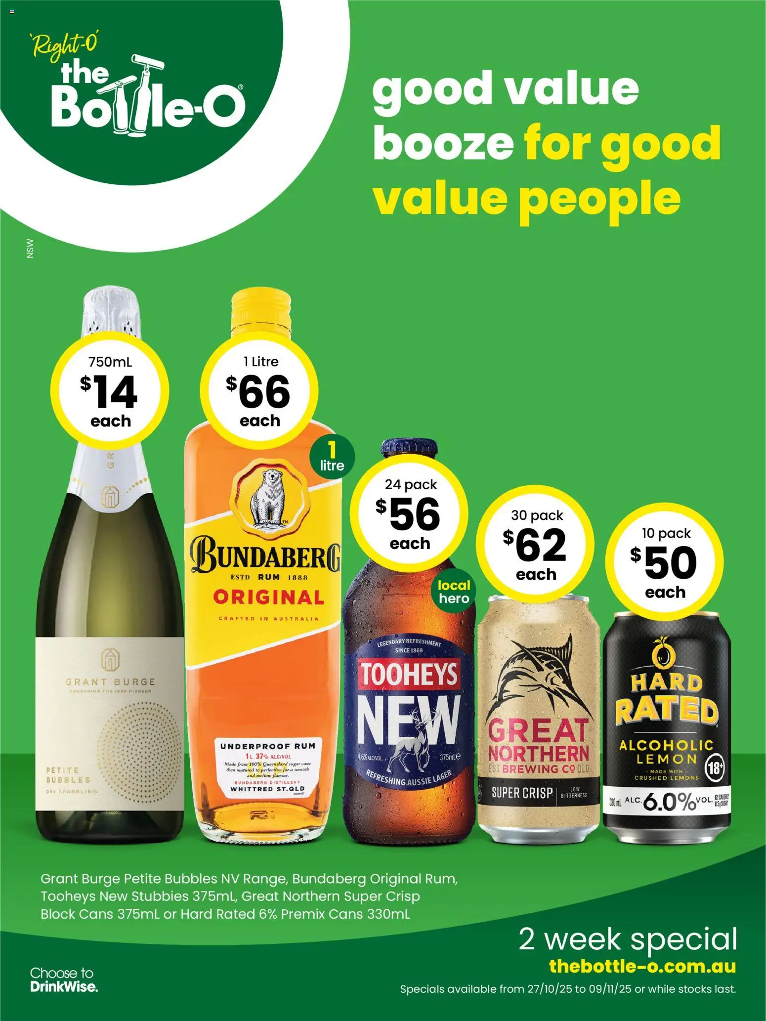 The Bottle-O catalogue - valid from 27.10.2025 | Page: 1 | Products: Rum, Shed, Sugar, Lemon