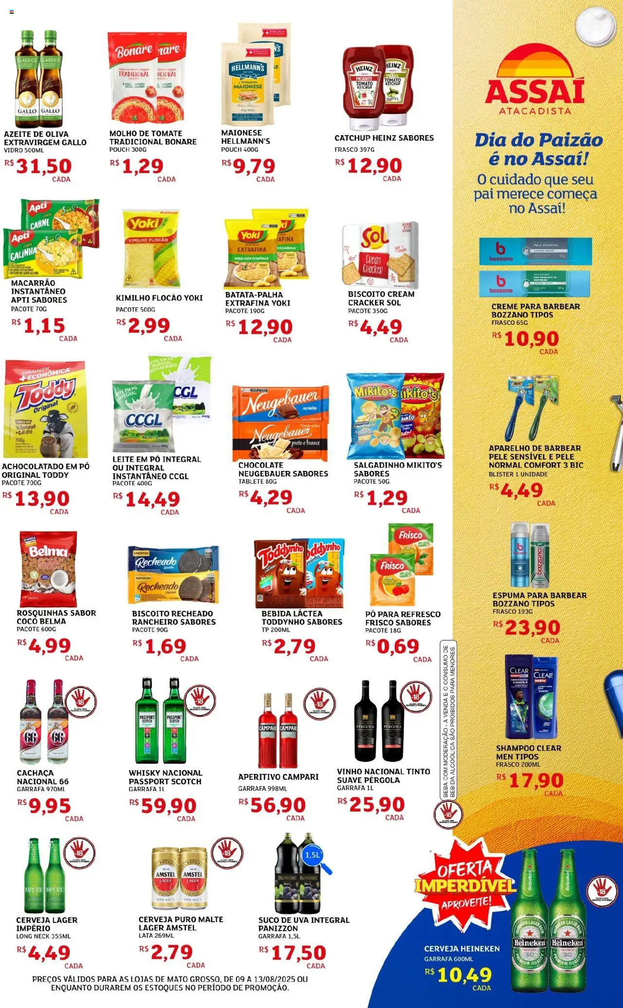 Assaí Atacadista Folheto - válido de 09.08.2025 | Página: 3 | Produtos: Leite, Macarrão, Aparelho de barbear, Leite em pó