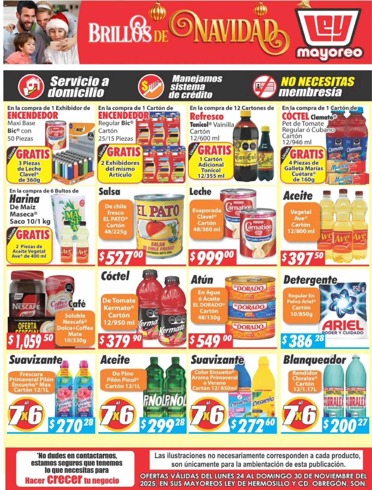 Nuevas ofertas de Casa Ley válidas en toda la República Mexicana desde el 24.11.2025. ¡Encuentra las mejores ofertas en Casa Ley folleto Hermosillo! | Página: 1 | Productos: Harina, Atún, Café, Suavizante