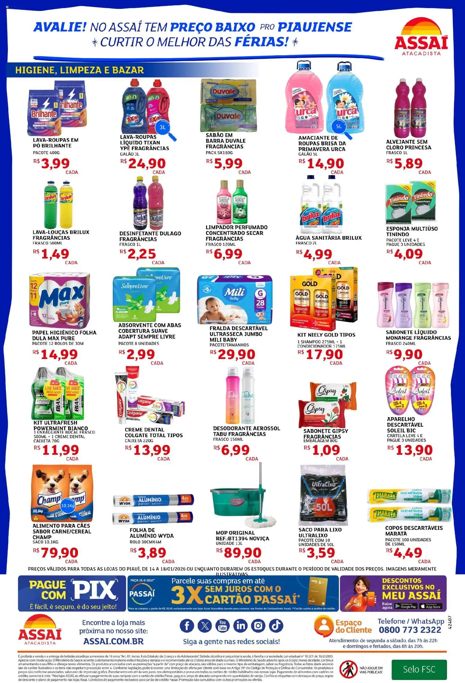 Assaí Atacadista Folheto - válido de 14.01.2026 | Página: 4 | Produtos: Rolo, Sabonete, Papel higiênico, Sabonete líquido