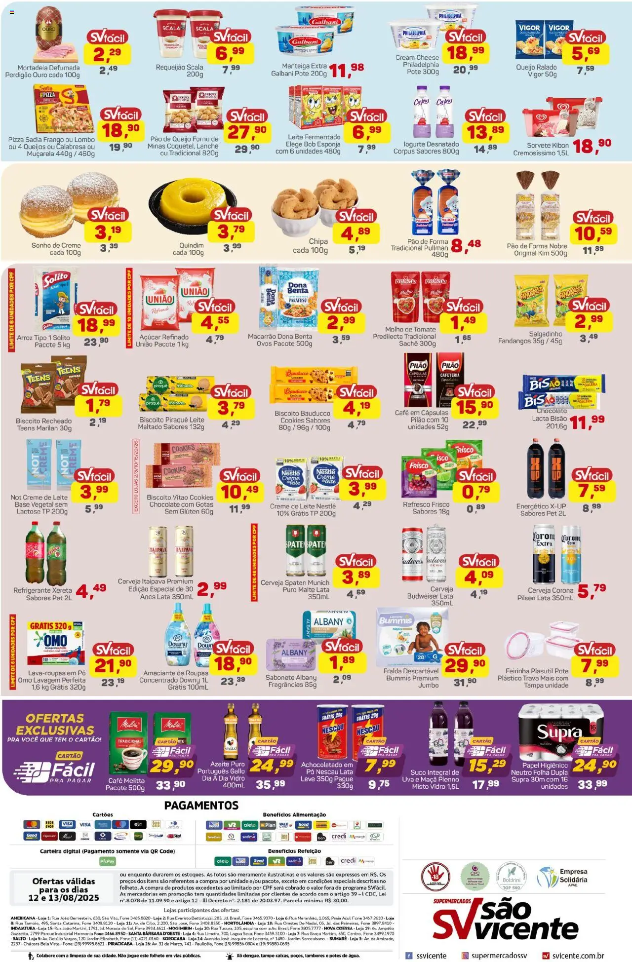 Supermercados São Vicente Folheto - válido de 12.08.2025 | Página: 2 | Produtos: Refrigerante xereta, Achocolatado, Queijo, Pão de queijo