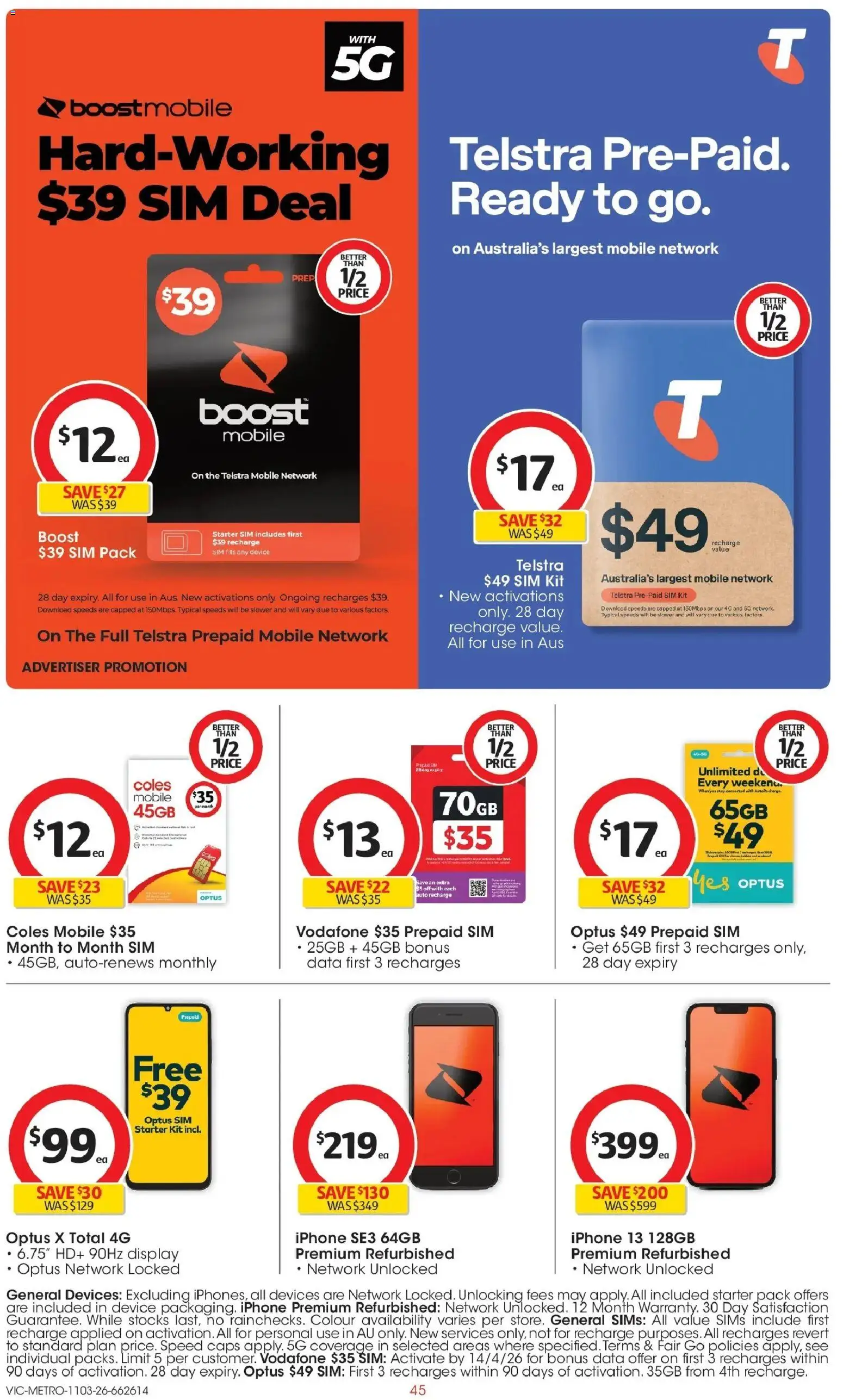 Coles catalogue - valid from 11.03.2026 | Page: 45 | Products: Device, Iphone, Mobile