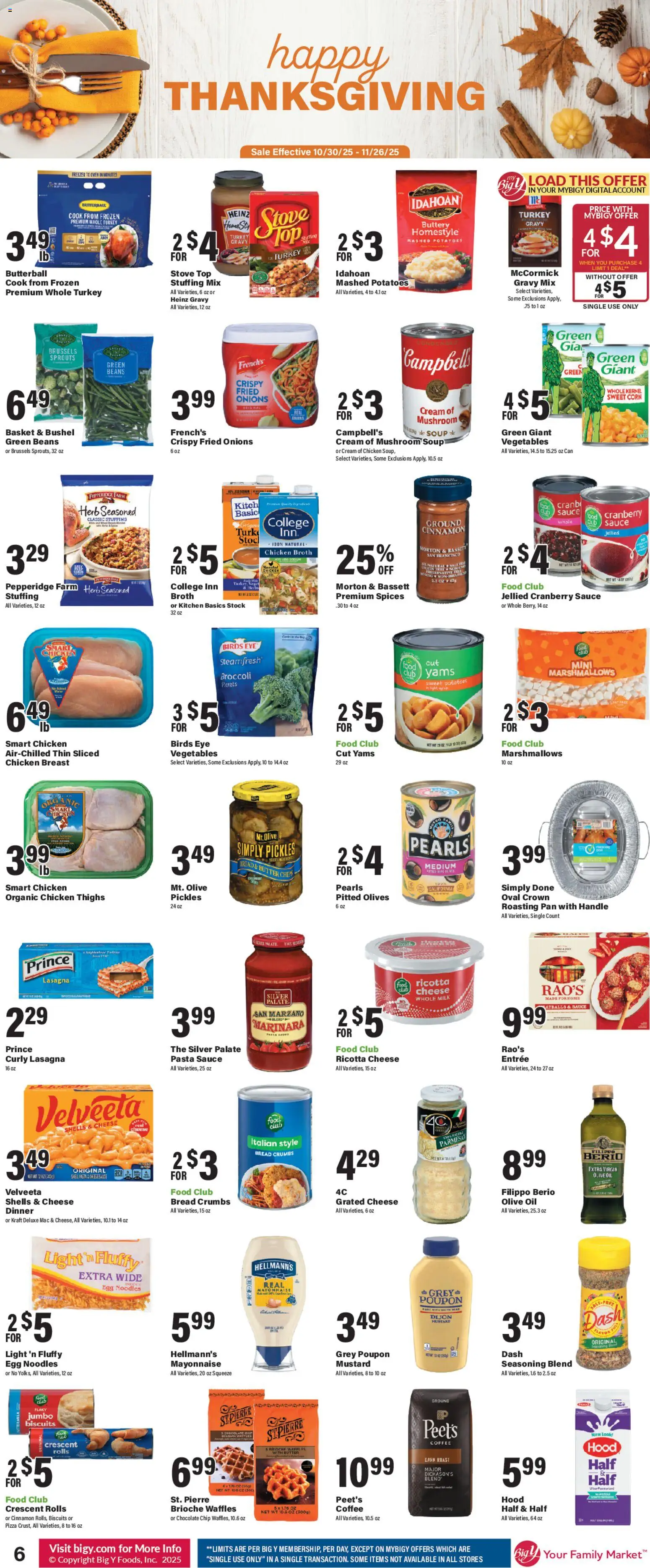 Big Y Weekly Ad - valid from 30.10.2025 | Page: 10 | Products: Brussels Sprouts, Bread, Noodles, Vegetables