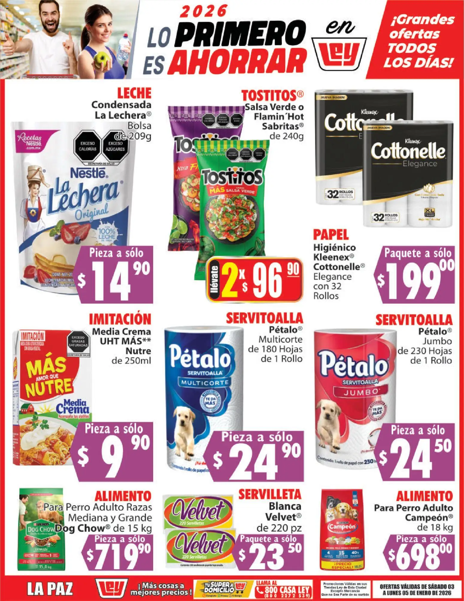 Nuevas ofertas de Casa Ley válidas en toda la República Mexicana desde el 03.01.2026. ¡Encuentra las mejores ofertas en Casa Ley folleto Lo Primero Es Ahorrar! | Página: 4 | Productos: Crema, Bolsa, Leche
