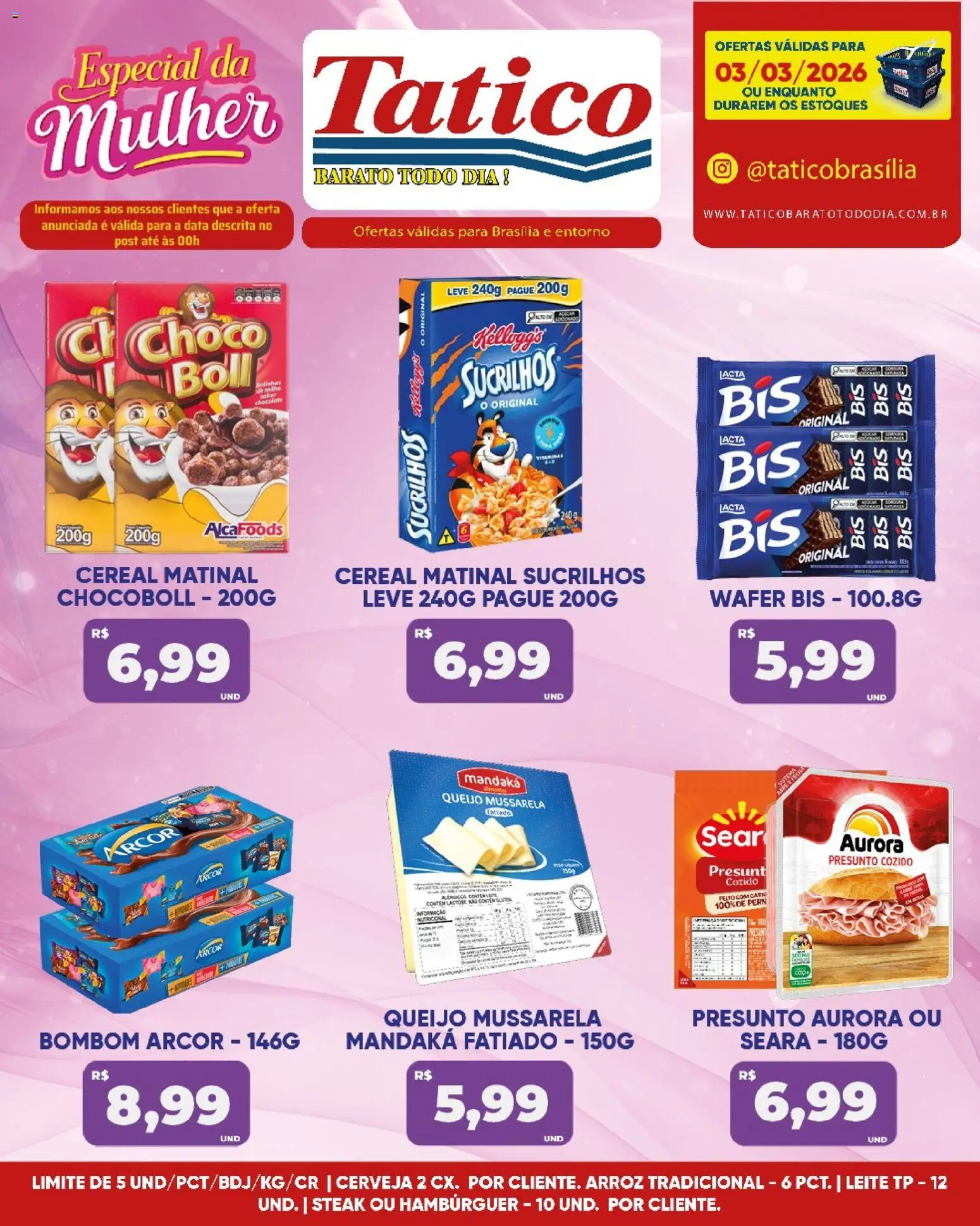 Tatico Folheto - válido de 04.03.2026 | Página: 19 | Produtos: Leite, Presunto, Cerveja, Arroz