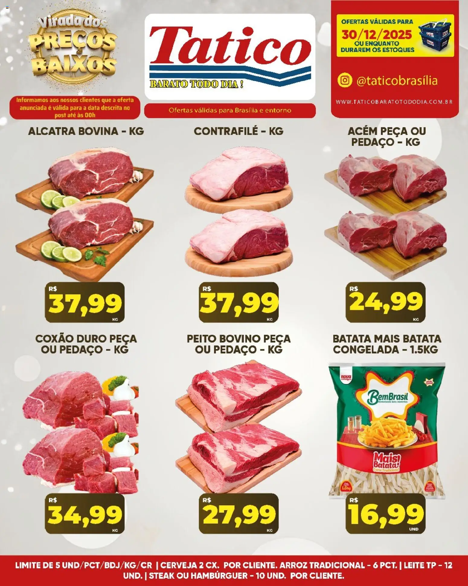 Tatico Folheto - válido de 31.12.2025 | Página: 34 | Produtos: Acém, Alcatra, Leite, Arroz