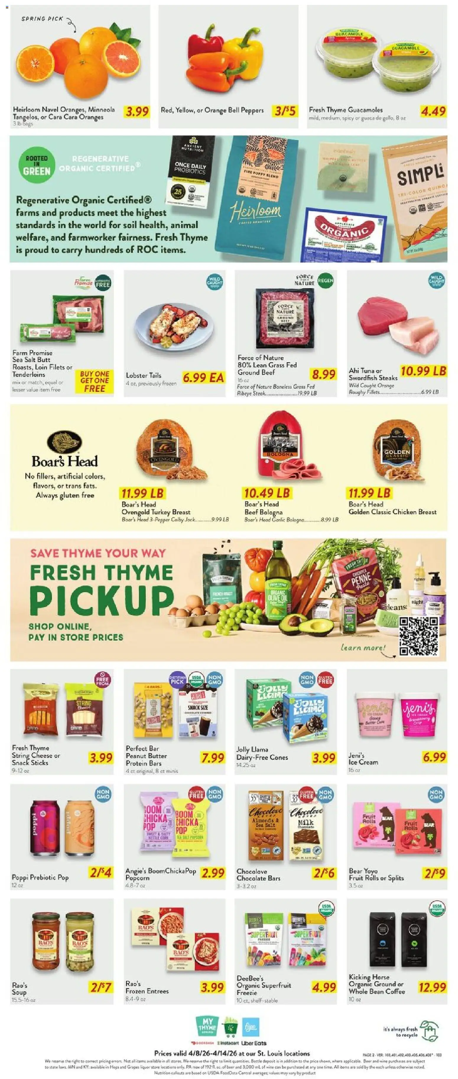 Fresh Thyme Weekly Ad - valid from 08.04.2026 | Page: 4 | Products: Milk, Salt, Garlic, Grapes