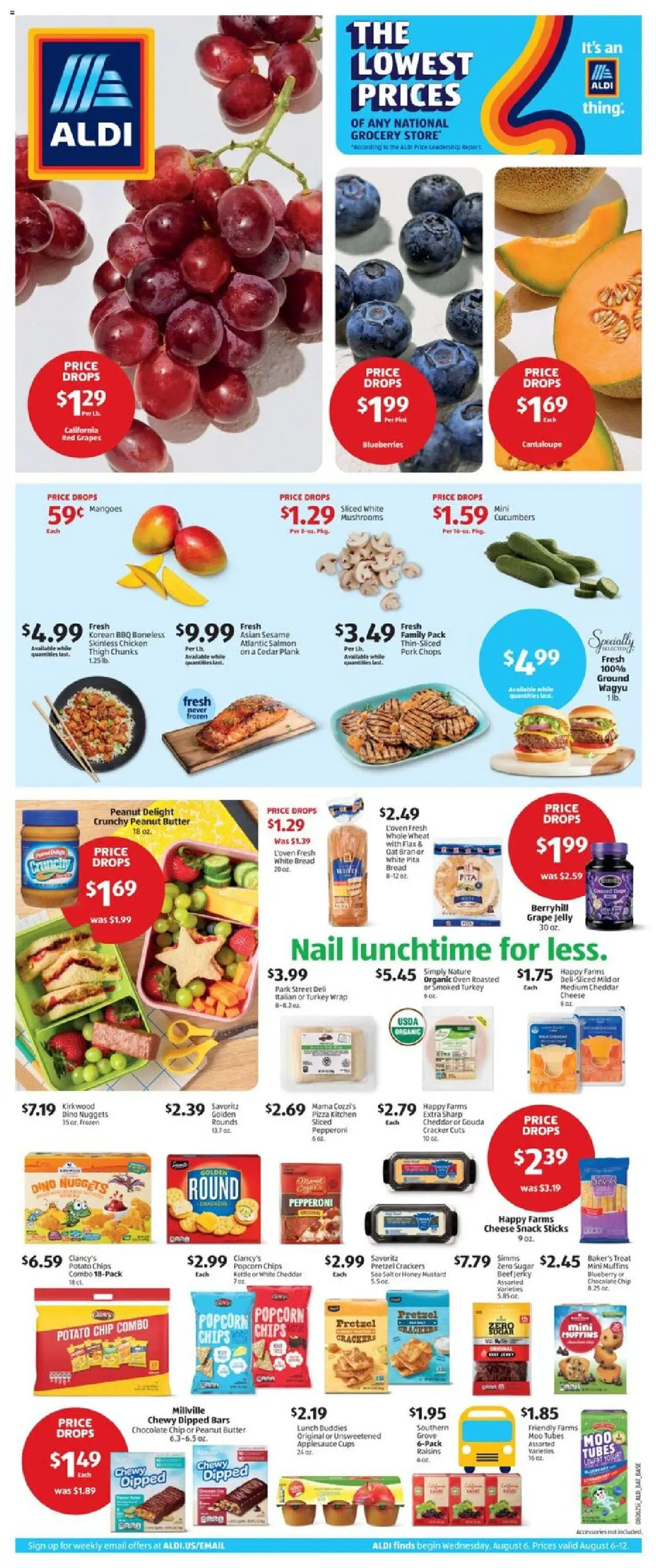 Aldi Weekly Ad - valid from 06.08.2025 | Page: 1 | Products: Pizza, Blueberries, Oven, Kettle