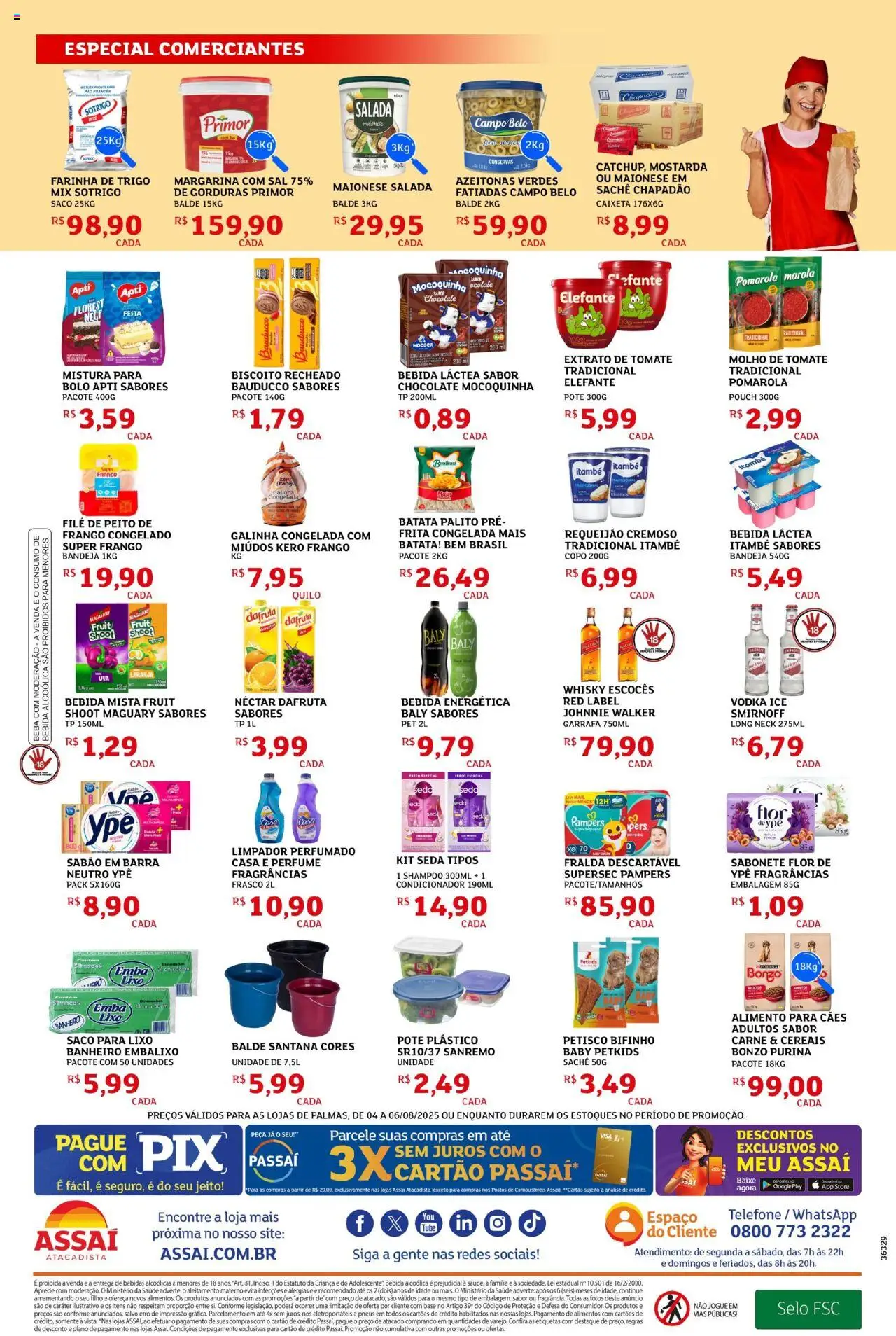 Assaí Atacadista Folheto - válido de 04.08.2025 | Página: 2 | Produtos: Farinha de trigo, Salada, Requeijão, Balde