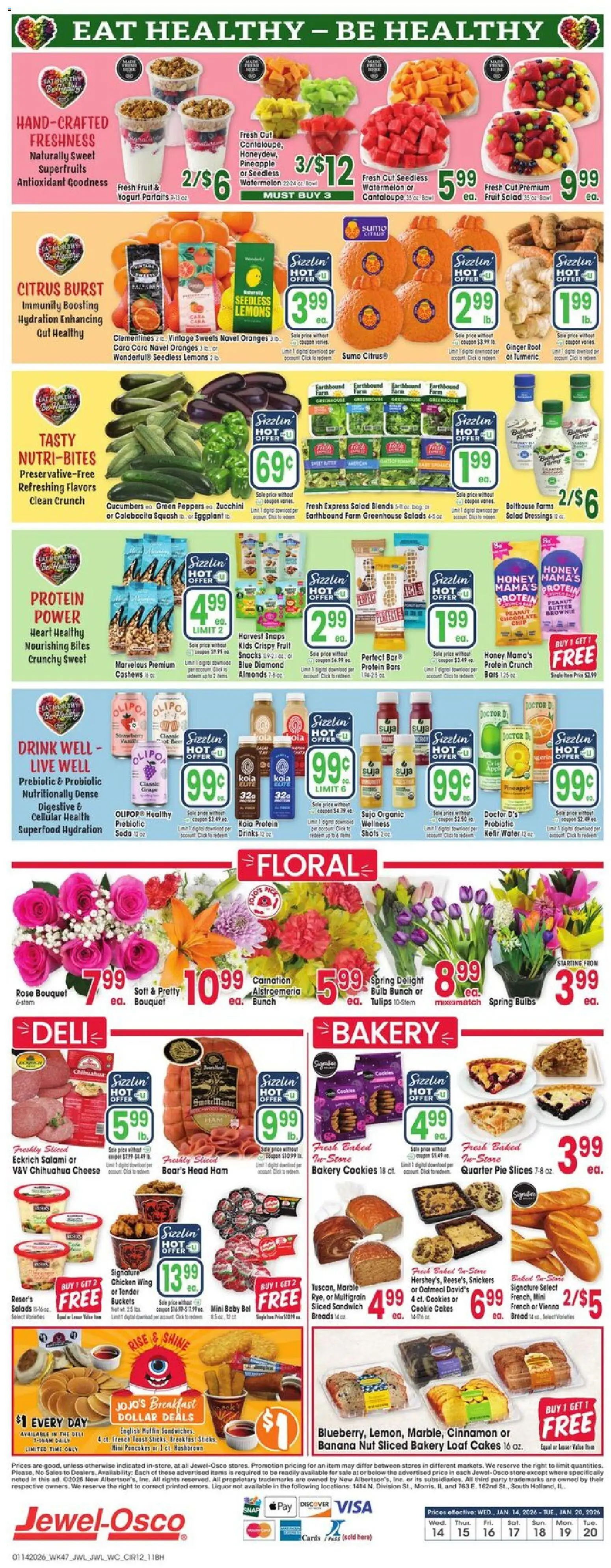 Jewel Osco Weekly Ad - valid from 14.01.2026 | Page: 12 | Products: Squash, Cheese, Chocolate, Cucumbers