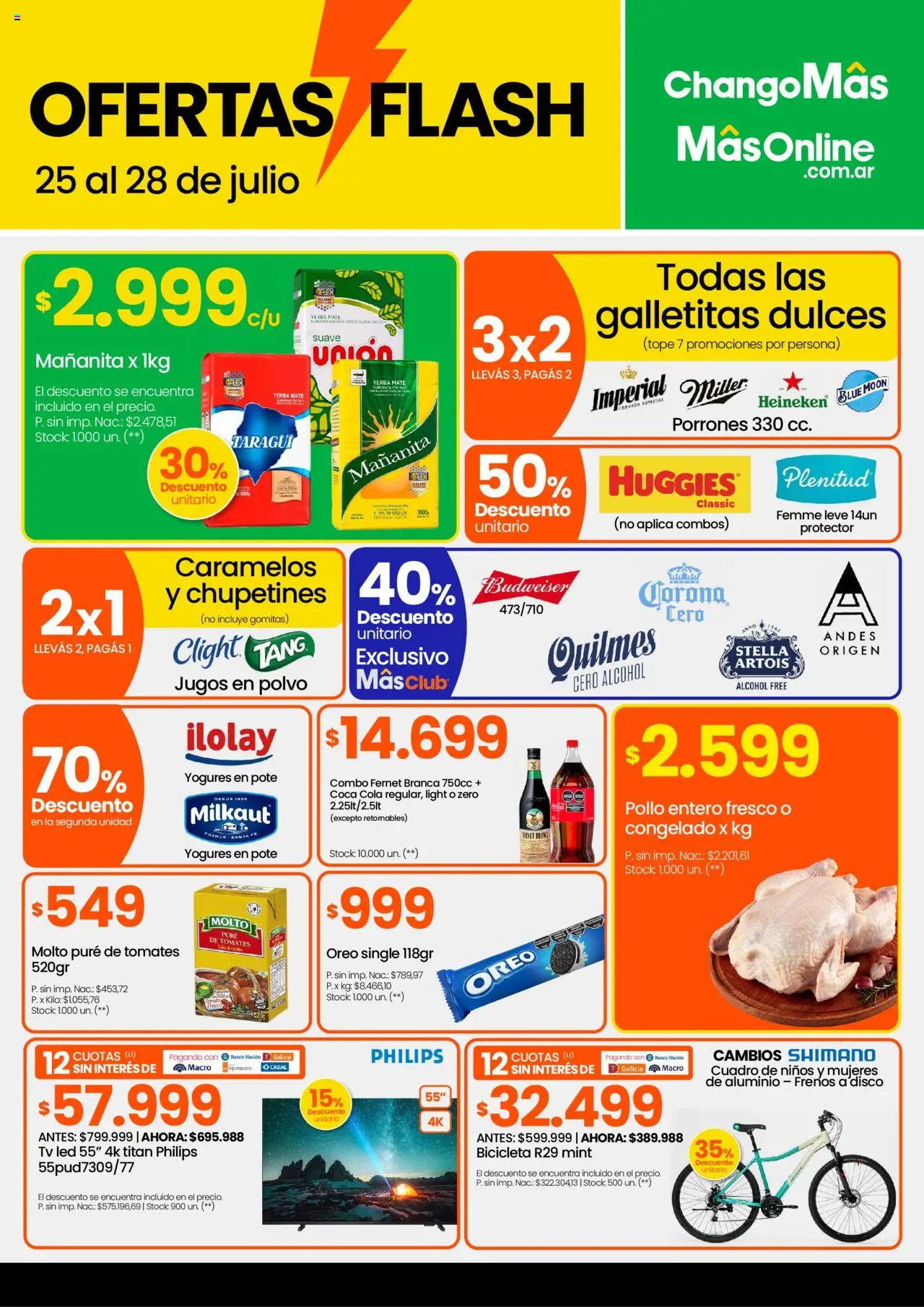 Changomas ofertas flash │ válido desde el 25.07.2025 | Página: 1 | Productos: Banco, Yerba, Polvo, Fernet