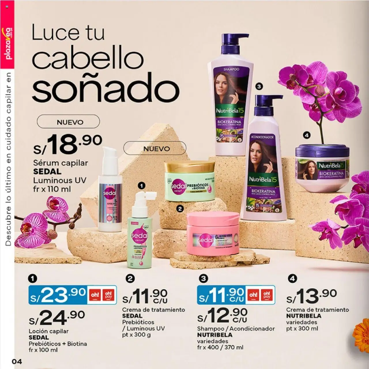 Catálogo Plaza Vea válido desde 04.08.2025 | Página: 4 | Productos: Shampoo, Acondicionador, Crema