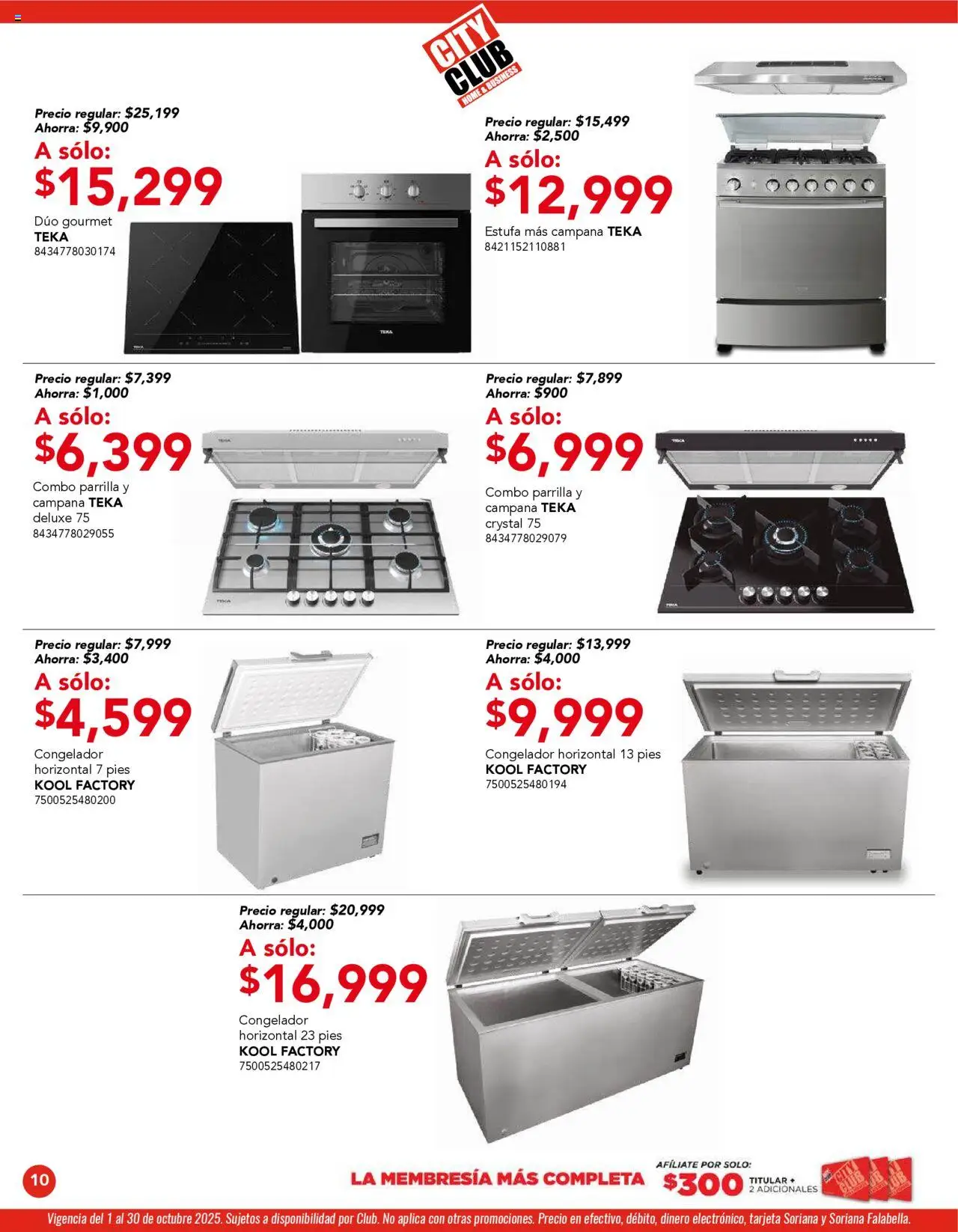 Nuevas ofertas de City Club válidas en toda la República Mexicana desde el 01.10.2025. ¡Encuentra las mejores ofertas en City Club - Catálogo! | Página: 8 | Productos: Congelador, Parrilla, Campana