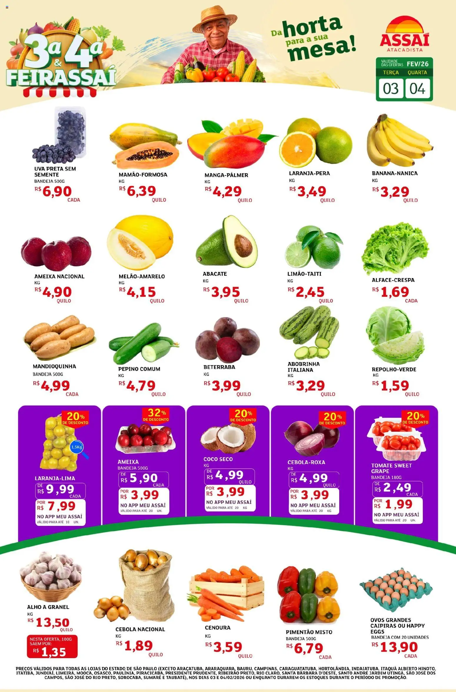 Assaí Atacadista Folheto - válido de 03.02.2026 | Página: 1 | Produtos: Coco, Beterraba, Pimentão, Ameixa