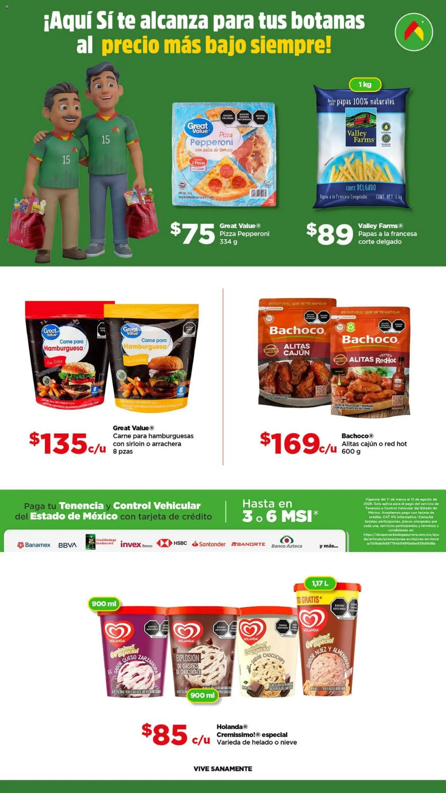 Nuevas ofertas de Bodega Aurrerá válidas en toda la República Mexicana desde el 22.04.2026. ¡Encuentra las mejores ofertas en Bodega Aurrerá folleto Aprovecha todo para tu desayuno! | Página: 3 | Productos: Pollo, Queso, Helado, Banco