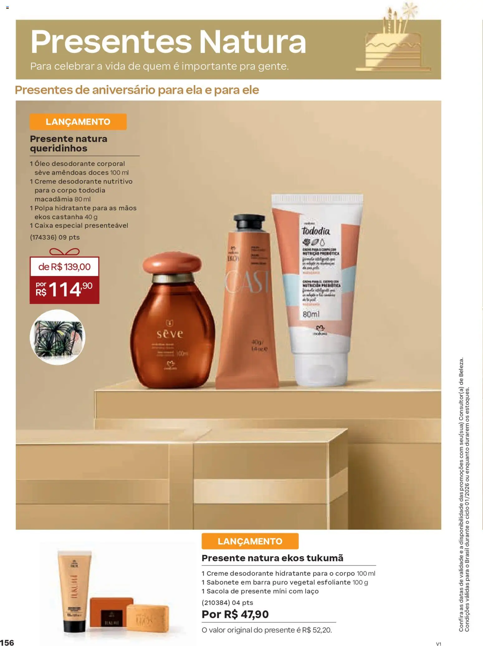 Natura Folheto - válido de 26.12.2025 | Página: 156 | Produtos: Macadâmia, Desodorante, Caixa, Amêndoas