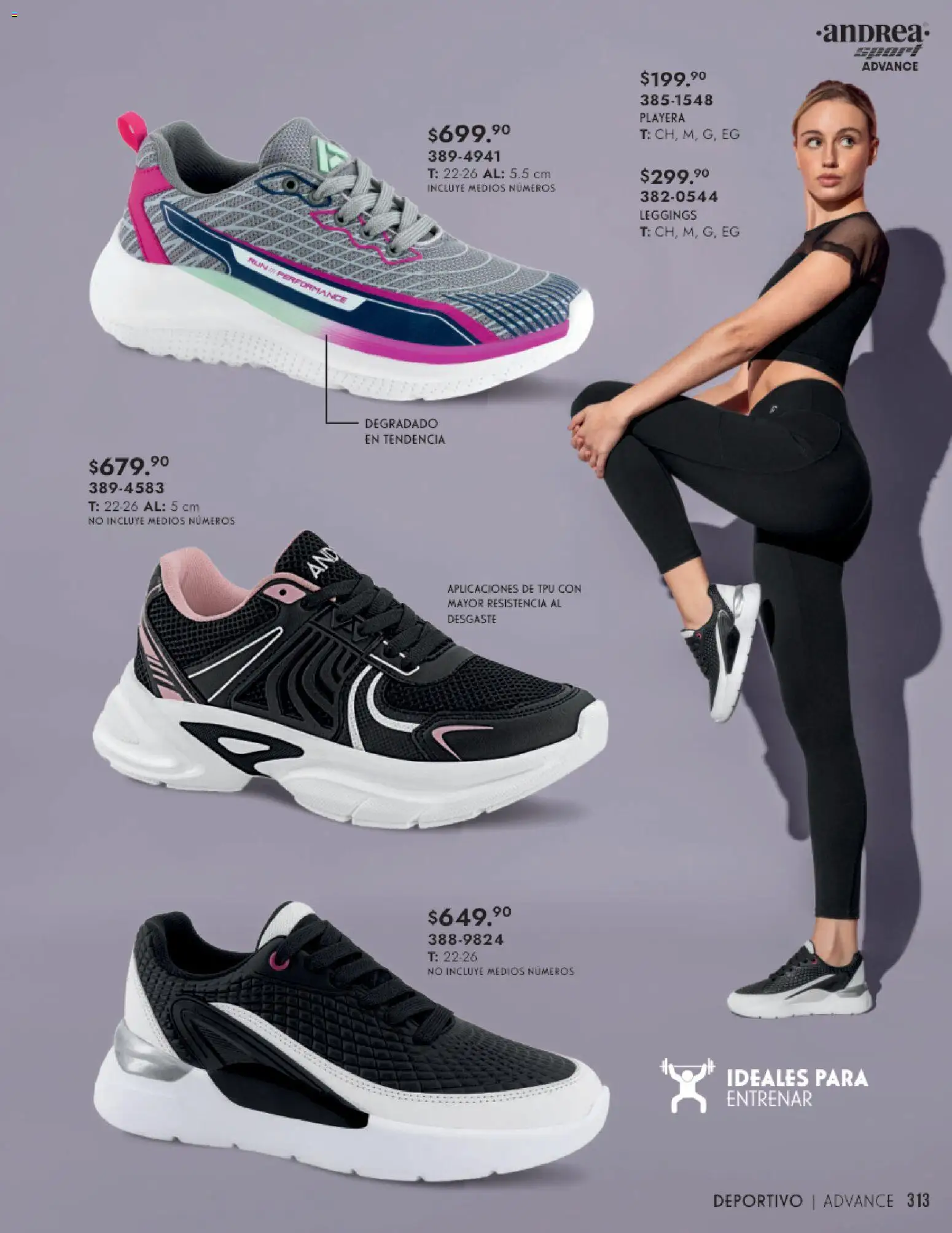 Nuevas ofertas de Andrea válidas en toda la República Mexicana desde el 25.01.2026. ¡Encuentra las mejores ofertas en Andrea catálogo Calzado Dama! | Página: 313 | Productos: Leggings, Playera