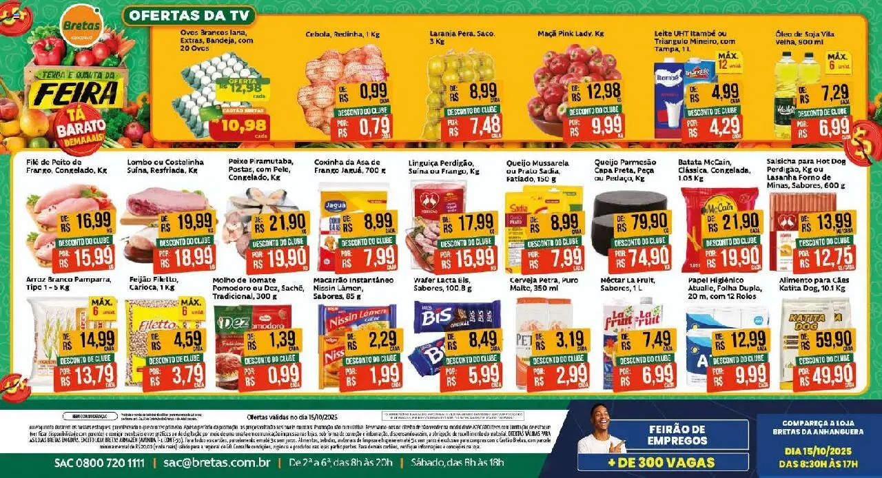 Bretas Folheto - válido de 15.10.2025 | Página: 1 | Produtos: Leite, Queijo, Ovos, Mussarela