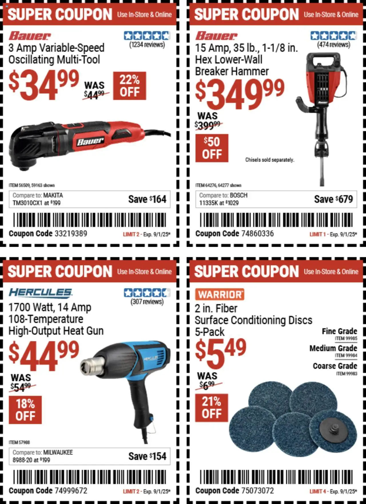 Harbor Freight Summer Coupons - valid from 18.08.2025 | Page: 5 | Products: Hammer, Gun