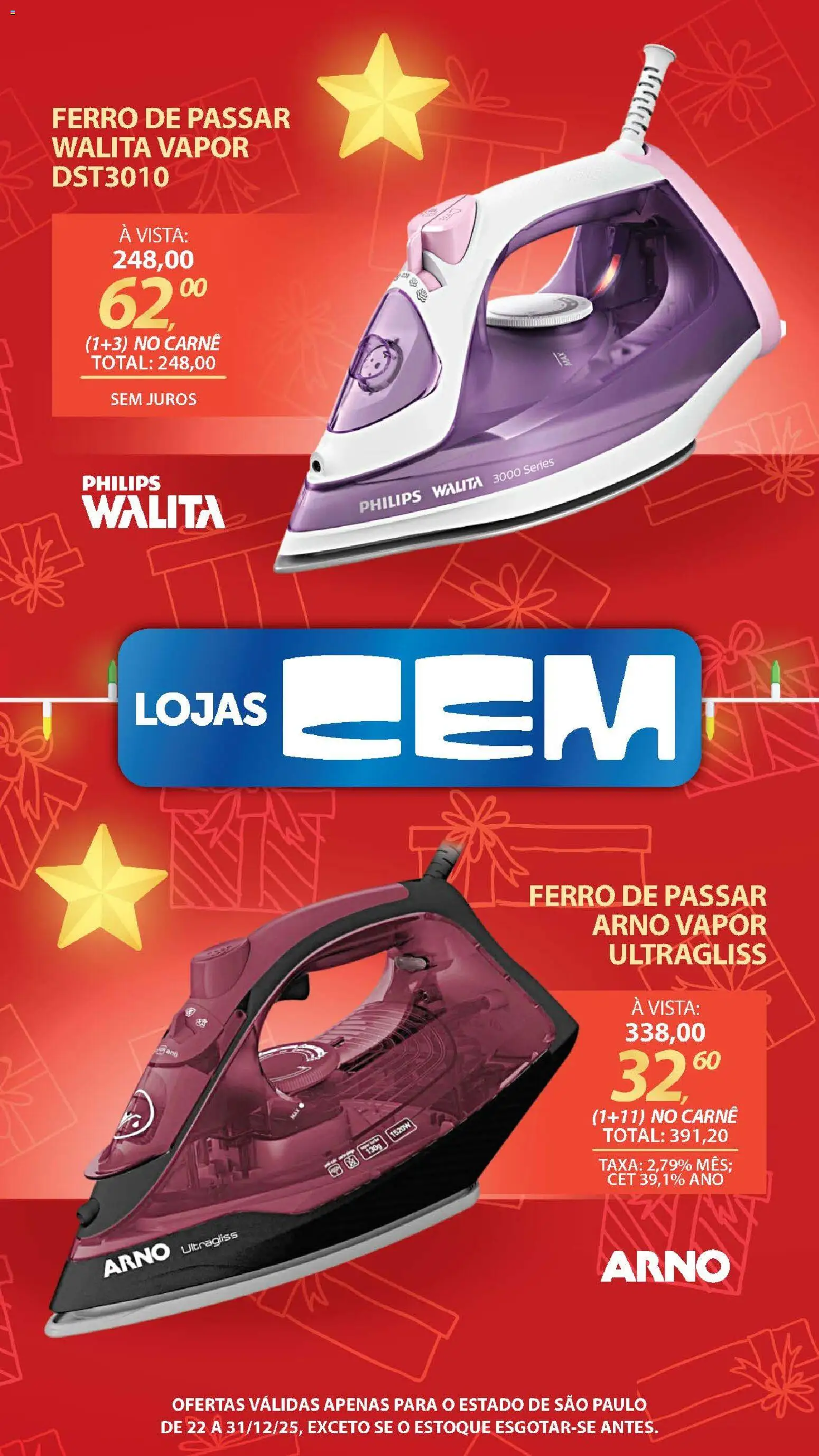 Lojas Cem Folheto - válido de 22.12.2025 | Página: 123 | Produtos: Ferro, Ferro de passar, Carne