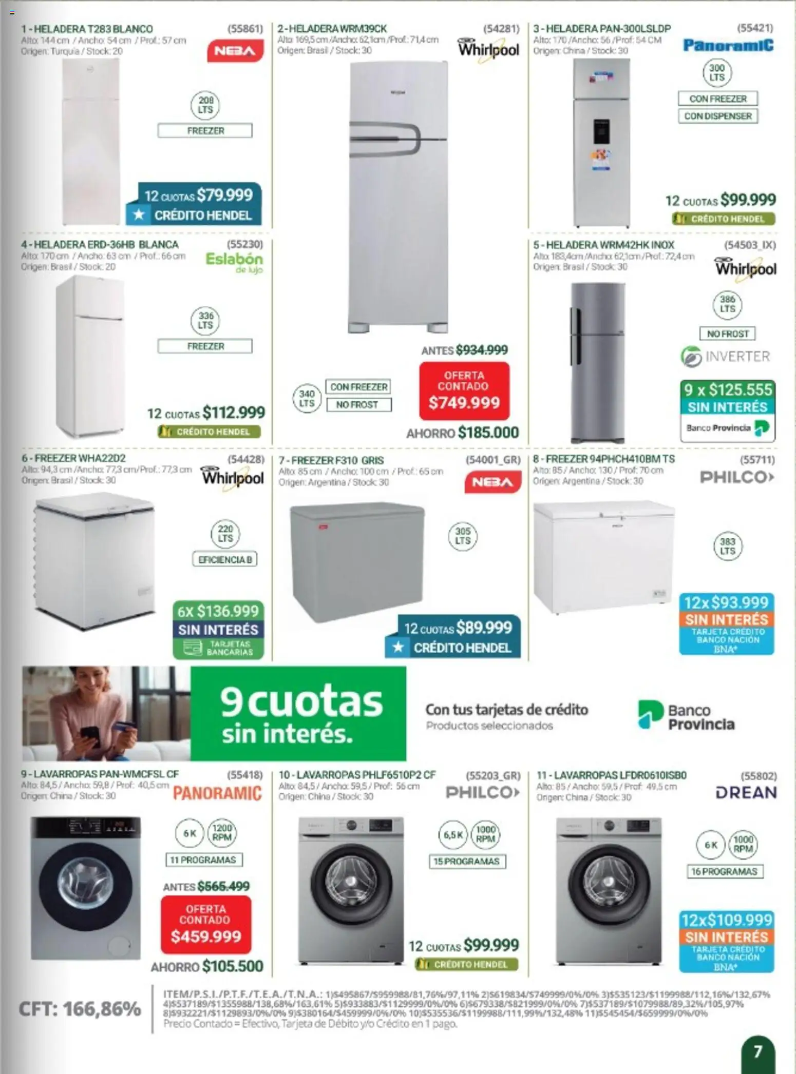 Hendel catálogo │ válido desde el 05.01.2026 | Página: 7 | Productos: Banco, Lavarropas, Heladera, Freezer