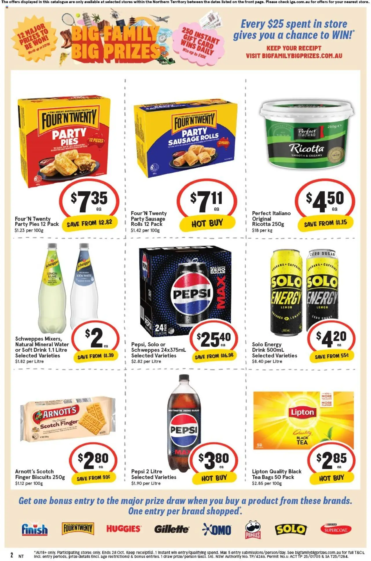 IGA catalogue - valid from 08.10.2025 | Page: 2 | Products: Water, Sugar, Sausage, Pies