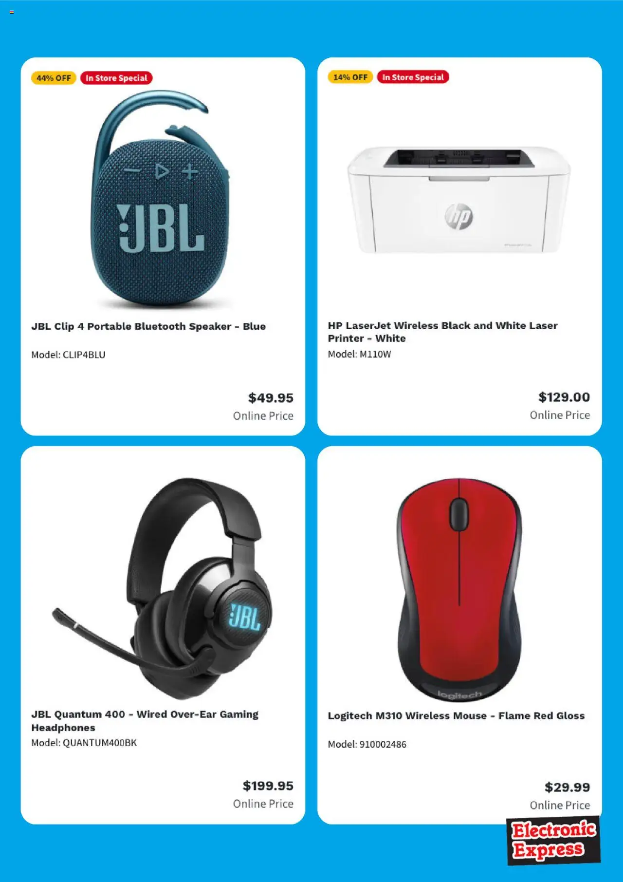Electronic Express Weekly Ad - valid from 04.08.2025 | Page: 5 | Products: Clip, Printer, Speaker, Mouse