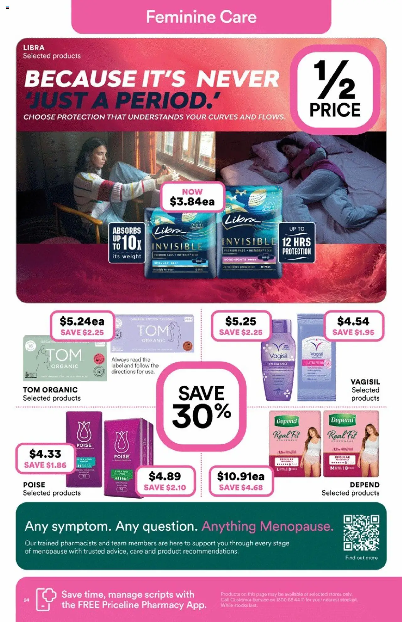 Priceline Pharmacy catalogue - valid from 14.08.2025 | Page: 24 | Products: Phone, Weight, Tampons