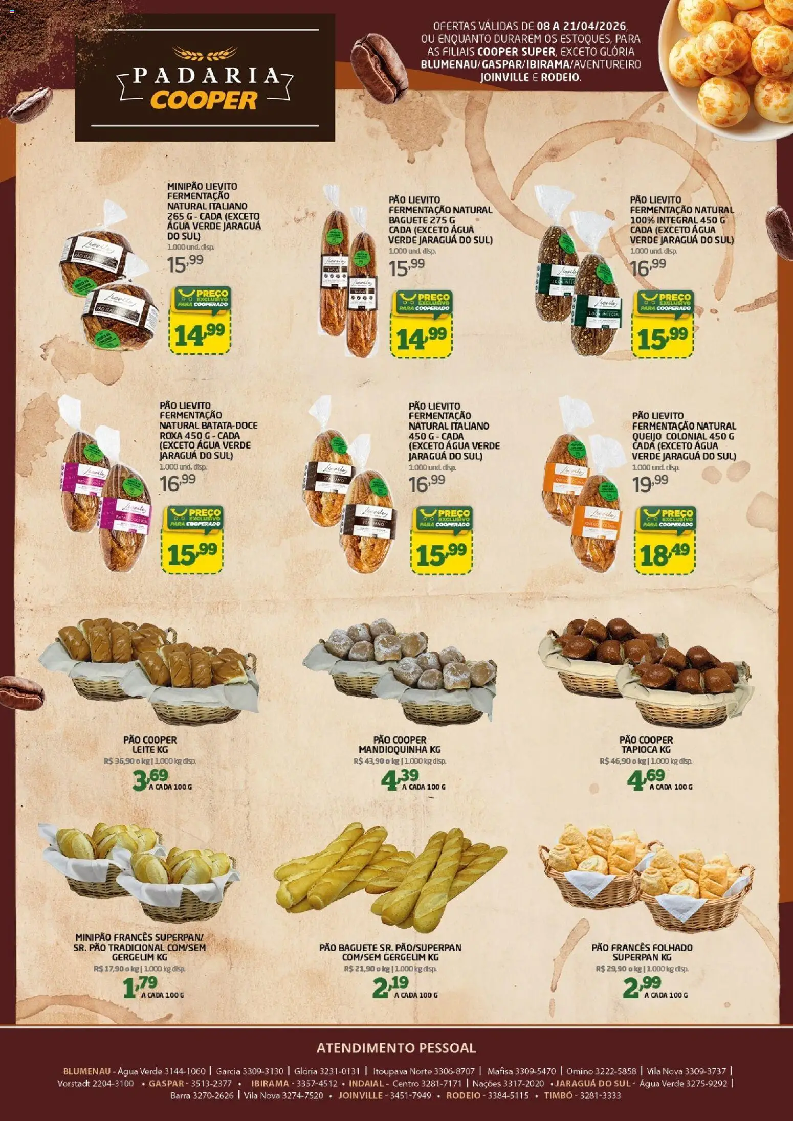 Cooper Folheto - válido de 08.04.2026 | Página: 4 | Produtos: Leite, Queijo, Pão, Pão francês