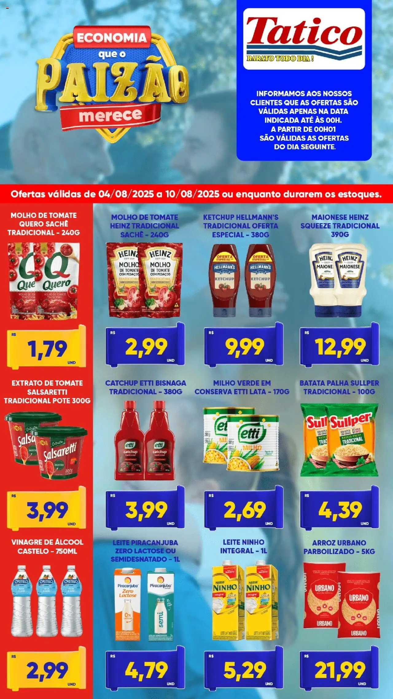 Tatico Folheto - válido de 04.08.2025 | Página: 3 | Produtos: Molho de tomate, Arroz, Ketchup, Batata