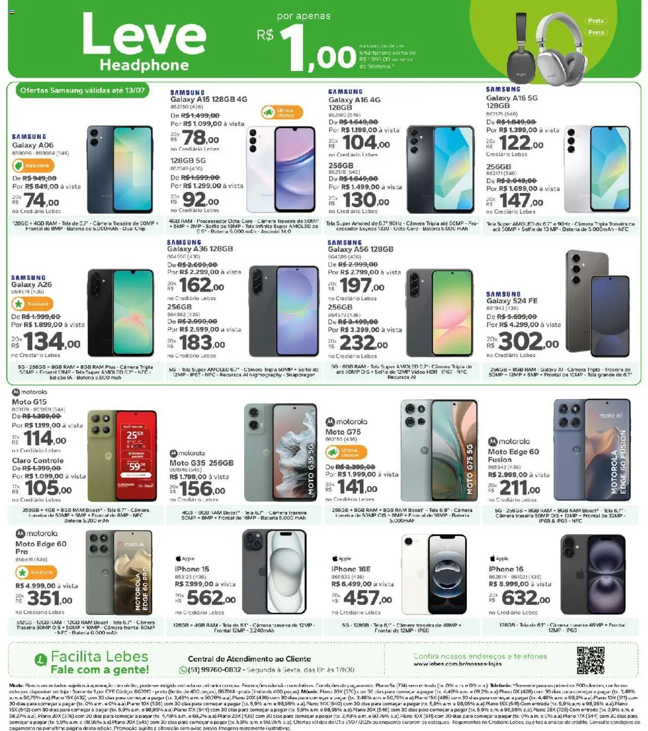 Lebes Folheto - válido de 01.07.2025 | Página: 16 | Produtos: Iphone, Tela, Smartphone, Câmera