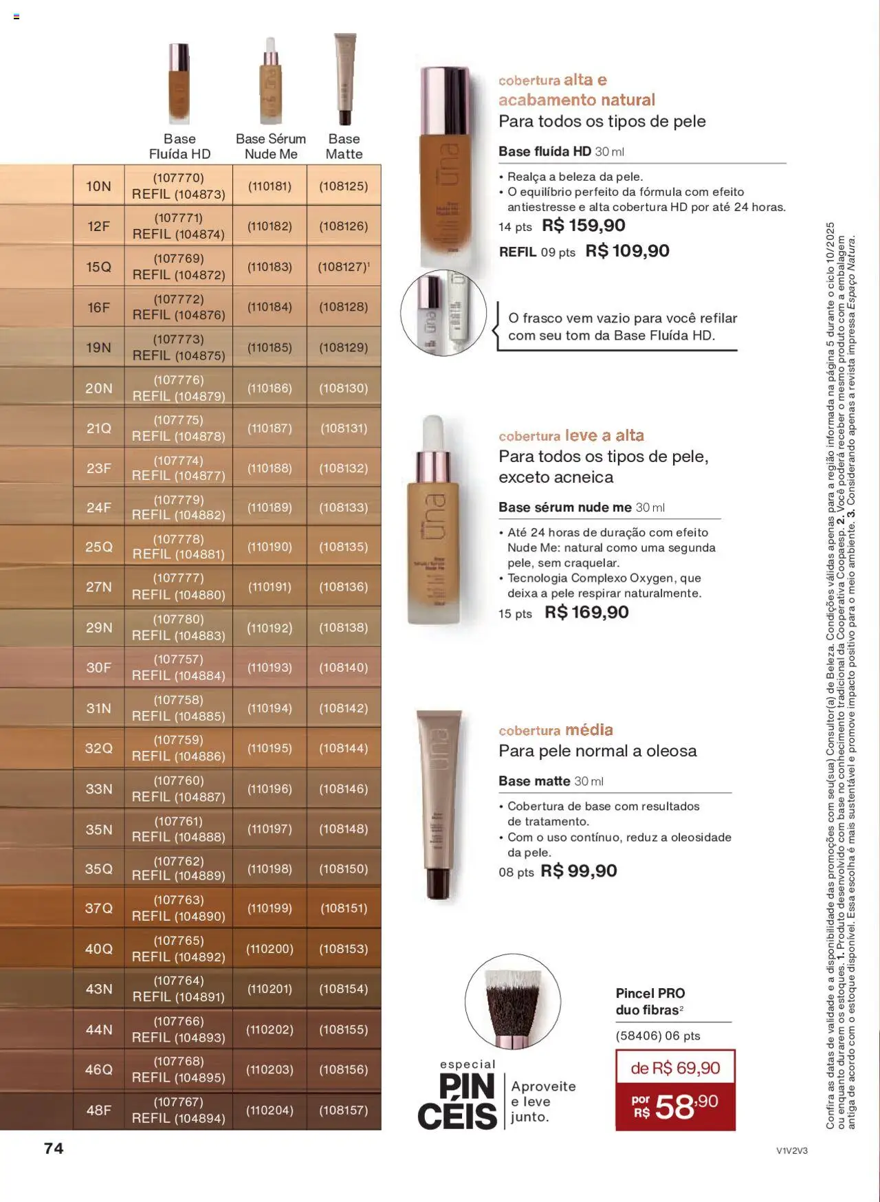 Natura Folheto - válido de 05.06.2025 | Página: 74 | Produtos: Pincel, Revista, Base, Sérum