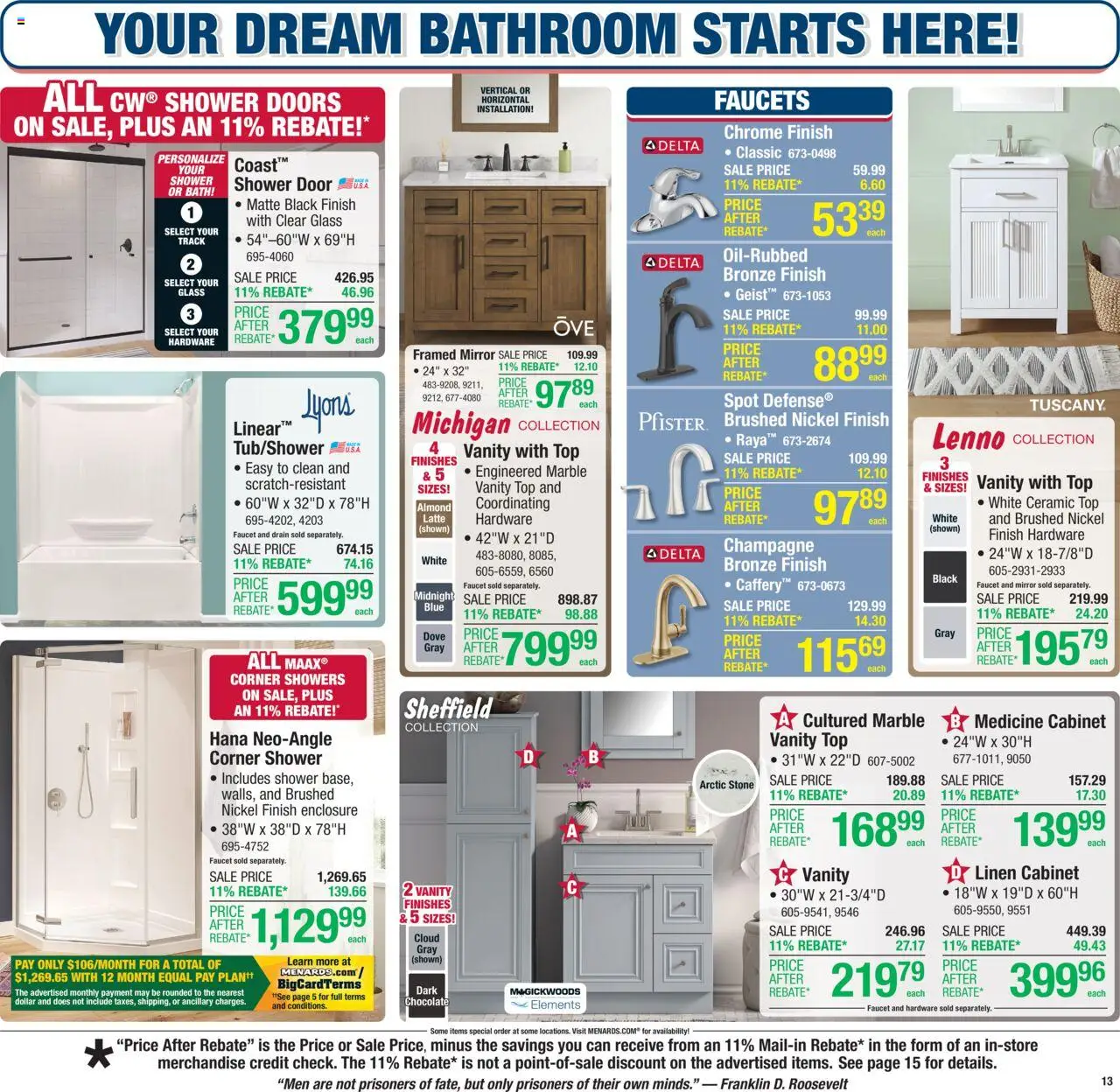 Menards Weekly Ad - valid from 25.06.2025 | Page: 20 | Products: Shower, Mirror, Chocolate, Shower Door