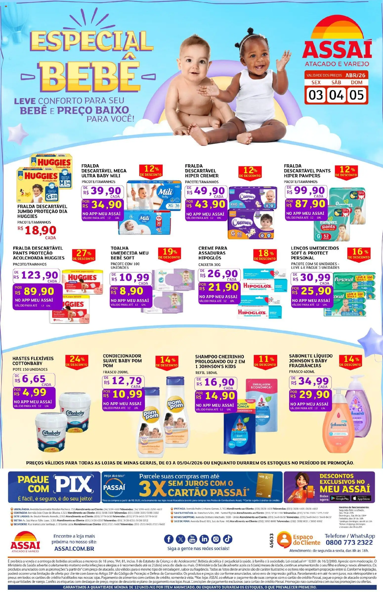 Assaí Atacadista Folheto - válido de 03.04.2026 | Página: 1 | Produtos: Shampoo, Base, Creme, Bebida