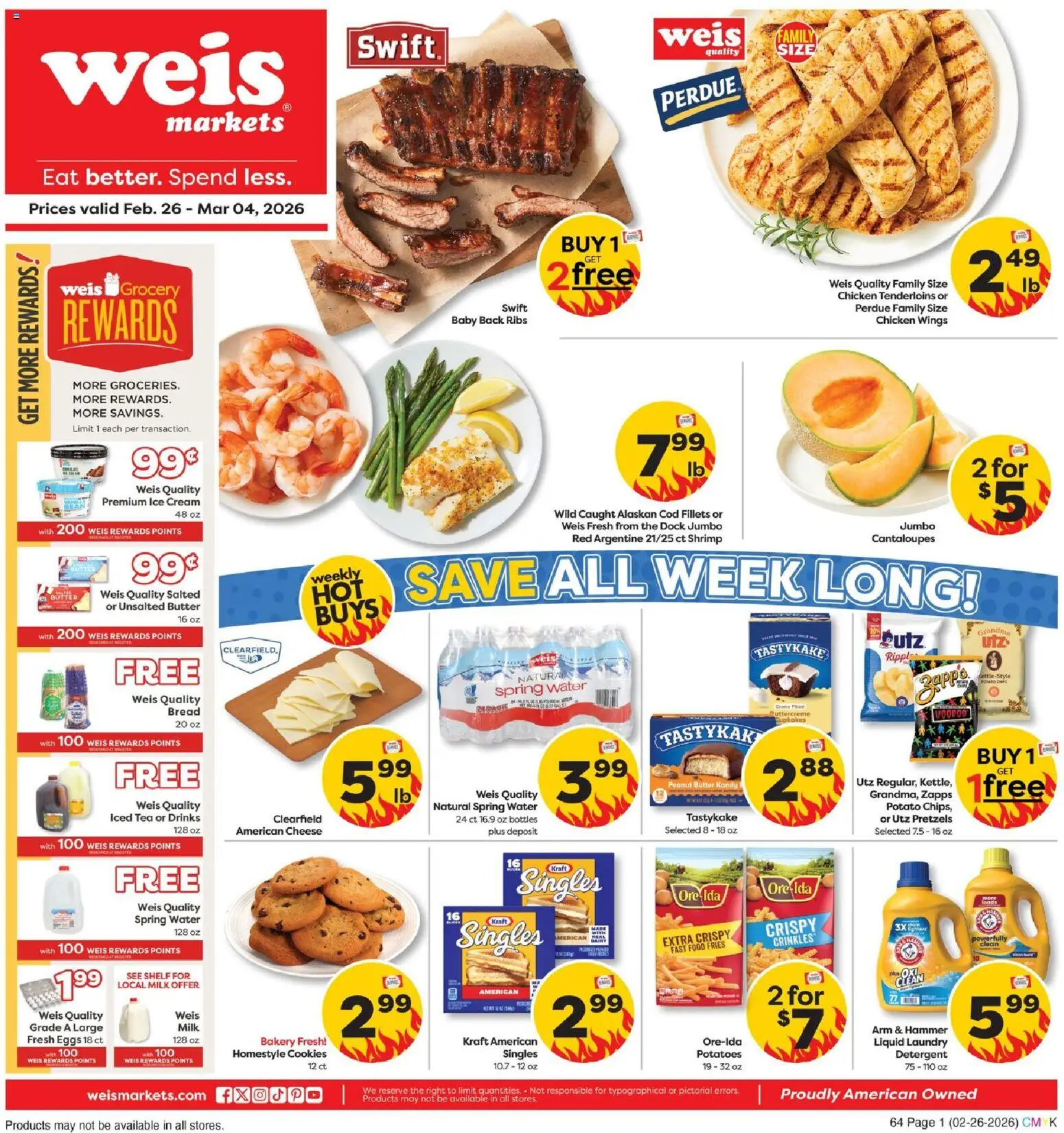 Weis Weekly Circular - NY - valid from 26.02.2026 | Page: 1 | Products: Bakery, Milk, Butter, Cheese