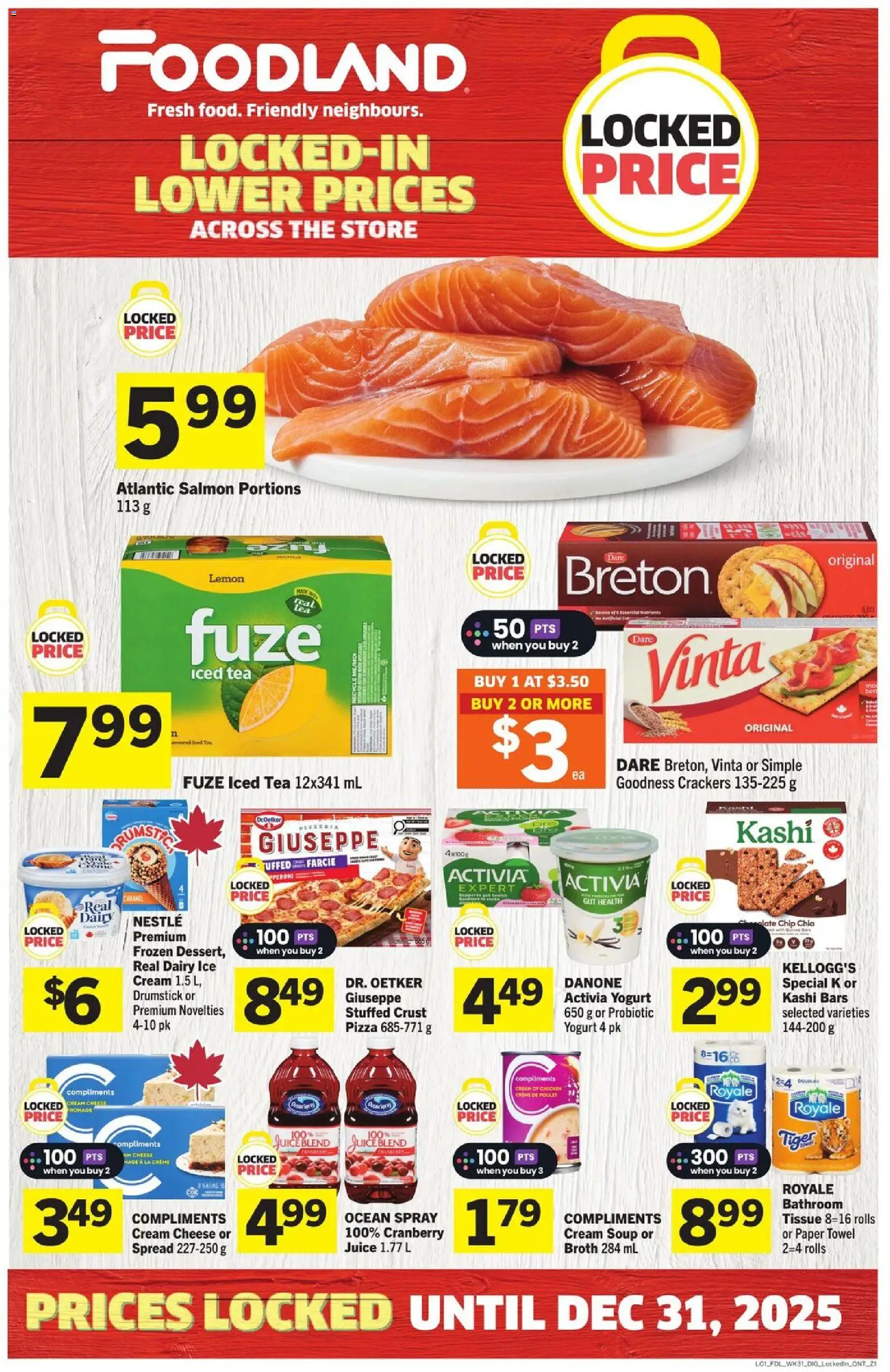 Foodland flyer valid from 27.11.2025 | Page: 1 | Products: Cream, Yogurt, Pizza, Juice