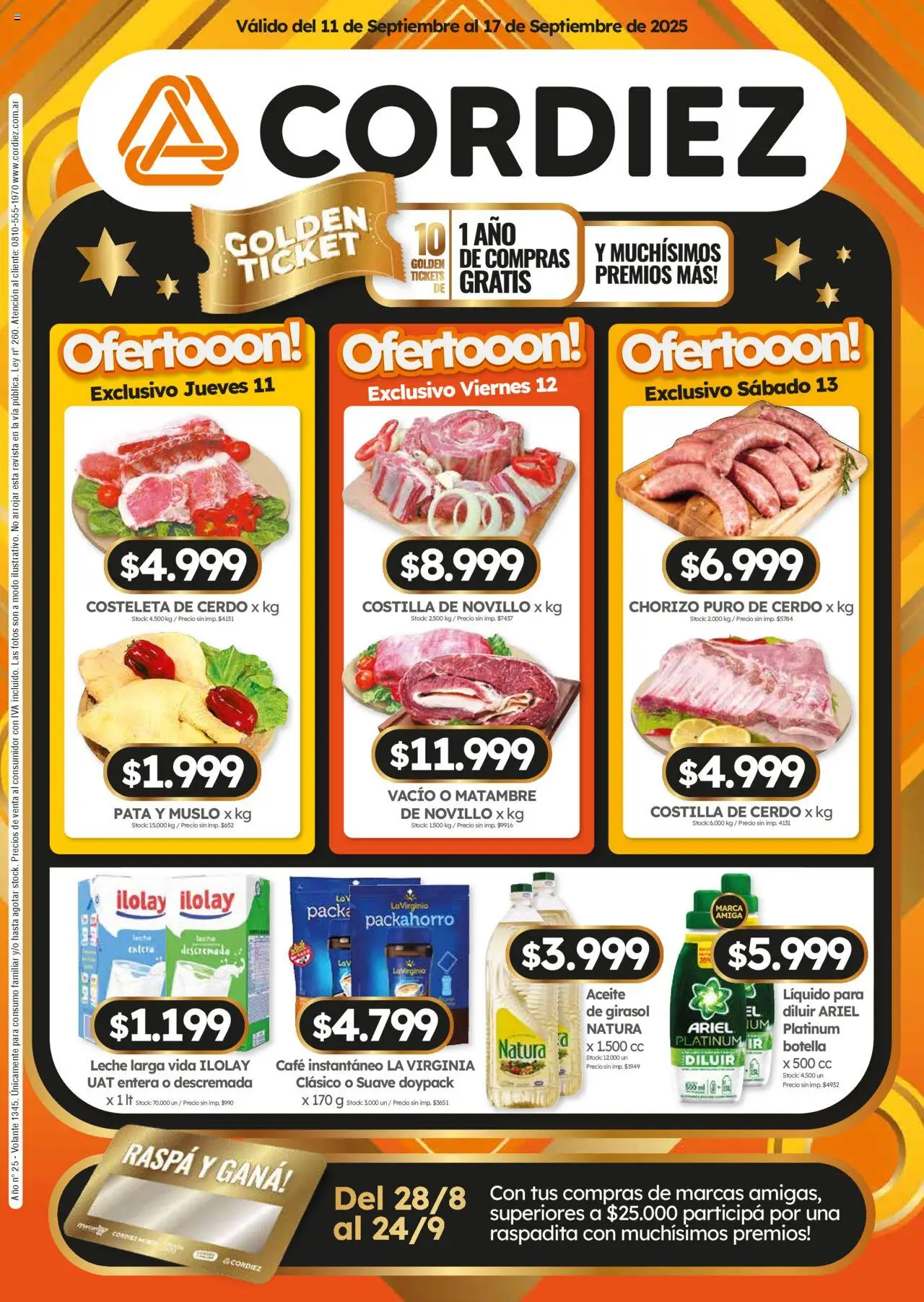 Cordiez - Ofertas │ válido desde el 11.09.2025 | Página: 1 | Productos: Botella, Café, Chorizo, Cerdo