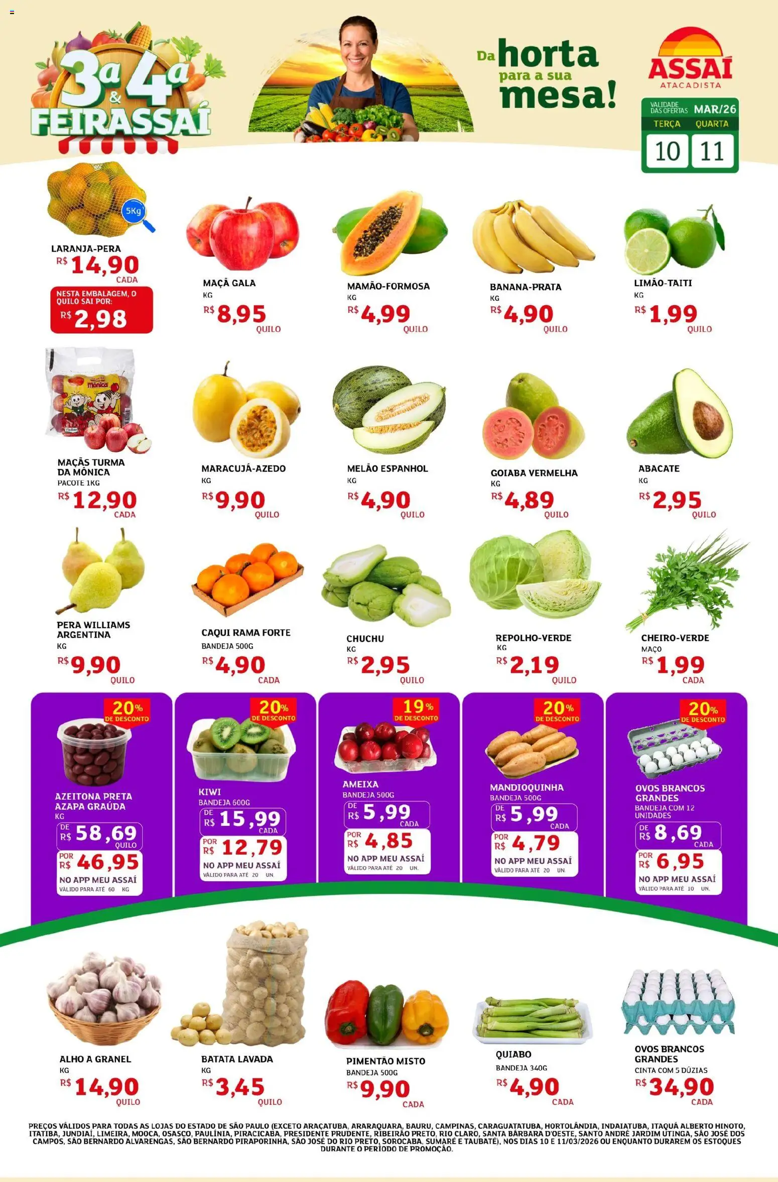 Assaí Atacadista Folheto - válido de 10.03.2026 | Página: 1 | Produtos: Goiaba, Ovos, Kiwi, Batata