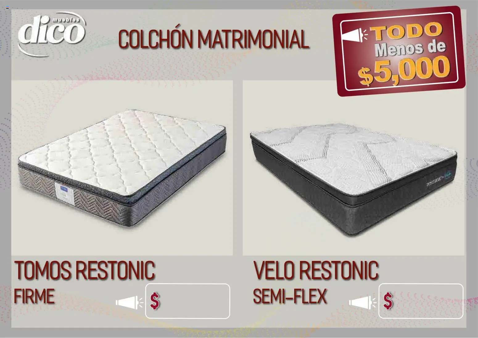 Nuevas ofertas de Muebles Dico válidas en toda la República Mexicana desde el 09.04.2026. ¡Encuentra las mejores ofertas en Muebles Dico catálogo Todo menos de 5000 Pacifico! | Página: 17 | Productos: Colchón