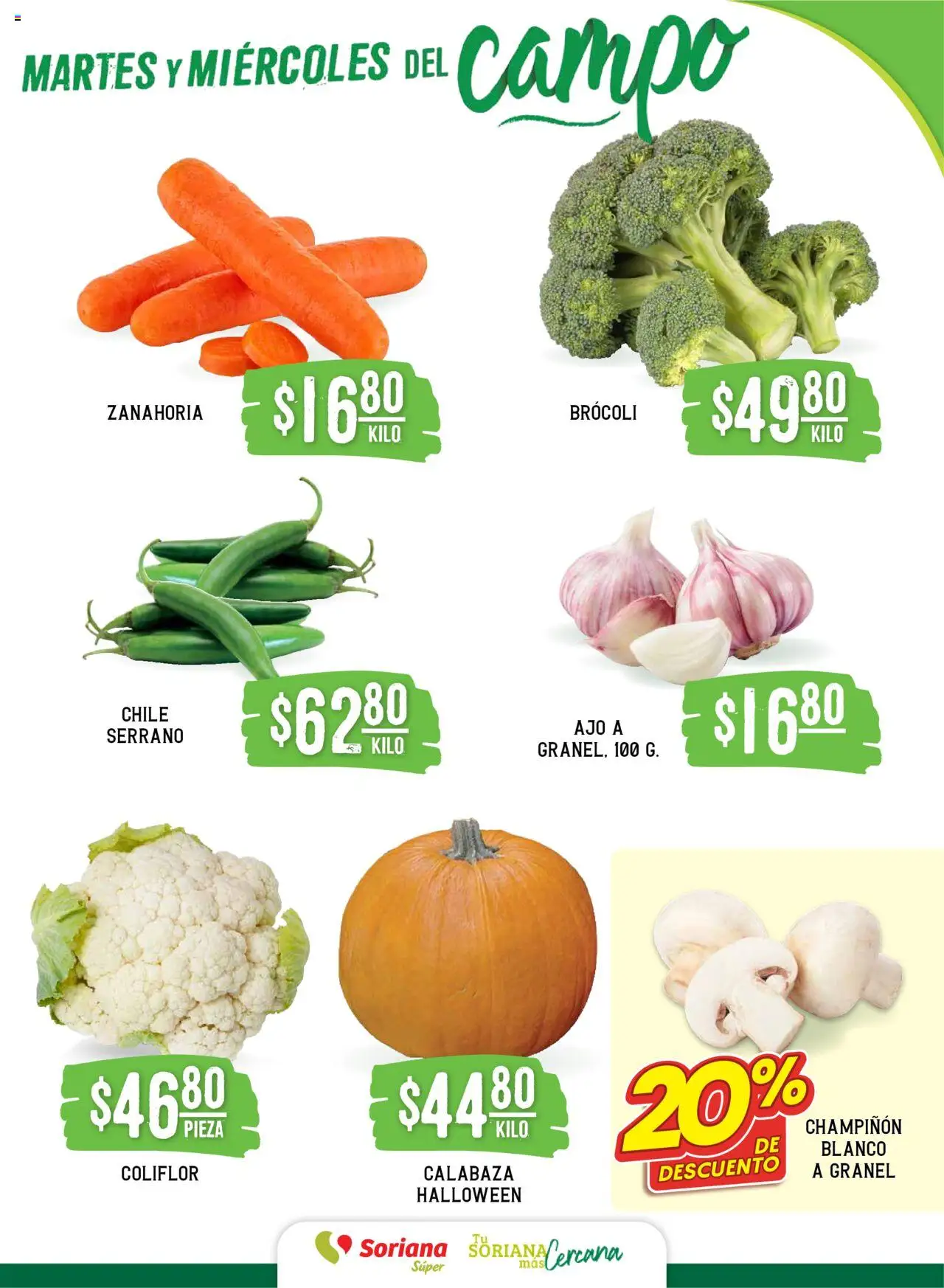 Nuevas ofertas de Soriana válidas en toda la República Mexicana desde el 07.10.2025. ¡Encuentra las mejores ofertas en Soriana - Martes y Miércoles del Campo Súper: Tijuana, Mexicali, Ensenada, San Luis Río Colorado y Tecate! | Página: 3 | Productos: Brocoli, Coliflor, Ajo, Zanahoria