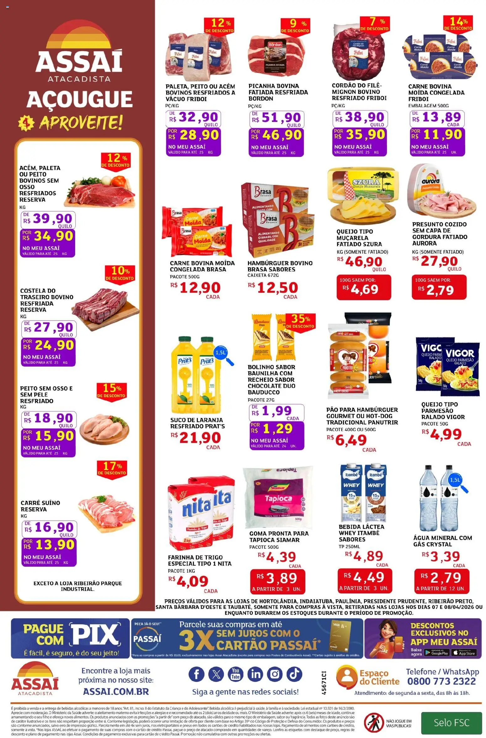 Assaí Atacadista Folheto - válido de 07.04.2026 | Página: 2 | Produtos: Filé mignon, Pneus, Carne, Queijo parmesão