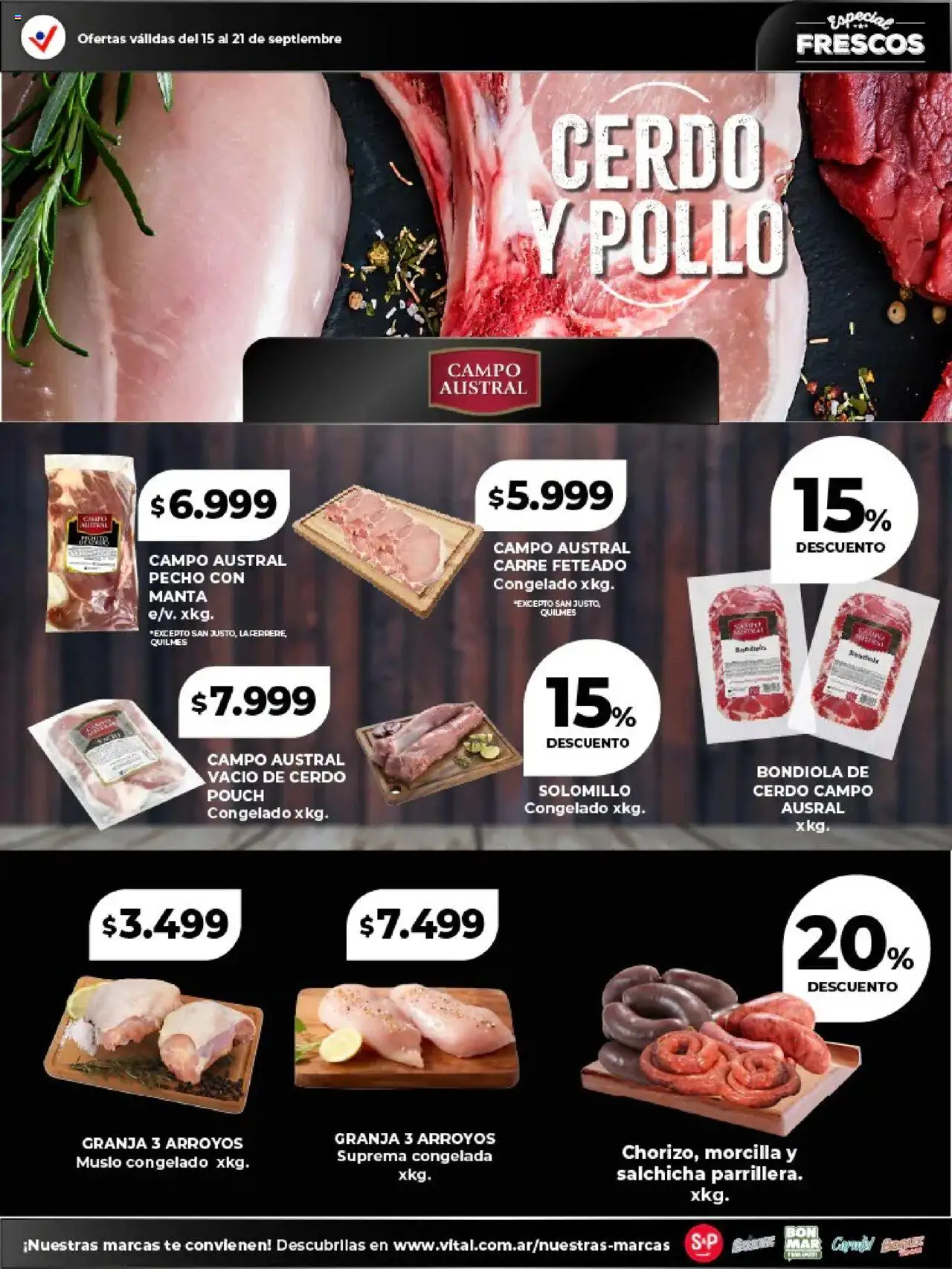 Vital - Especial de frescos │ válido desde el 15.09.2025 | Página: 3 | Productos: Pollo, Salchicha, Cerdo, Té