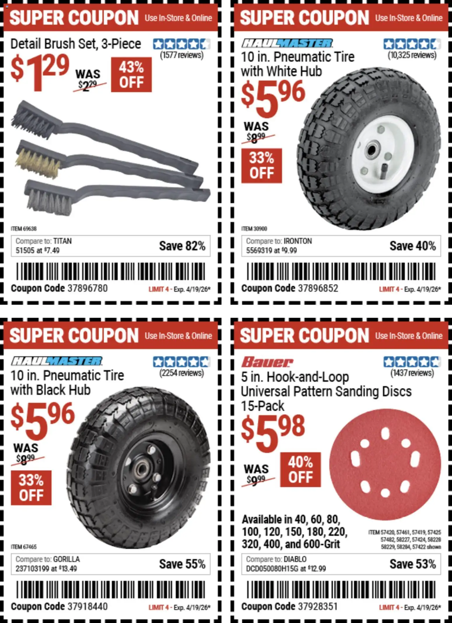 Harbor Freight Spring Black Friday - valid from 14.04.2026 | Page: 31 | Products: Pneumatic, Tire, Brush, Hub