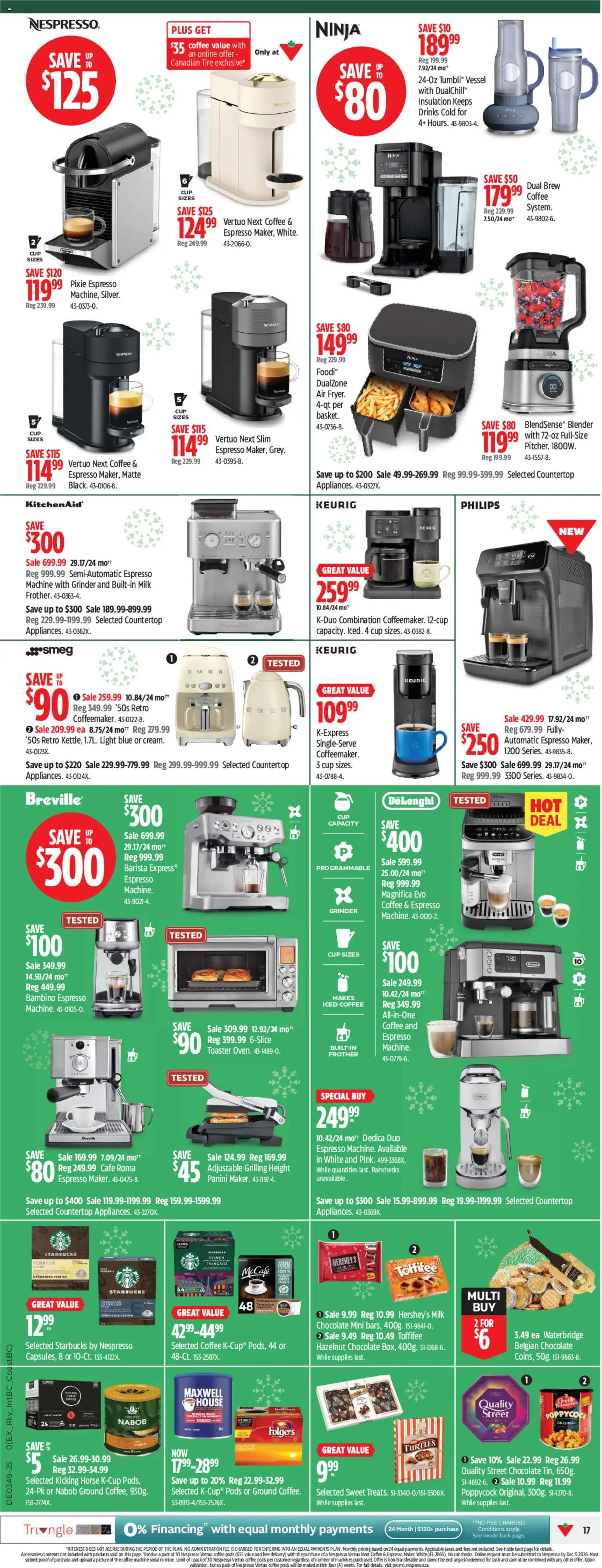 Canadian Tire flyer valid from 27.11.2025 | Page: 17 | Products: Grinder, Toaster, Milk, Chocolate