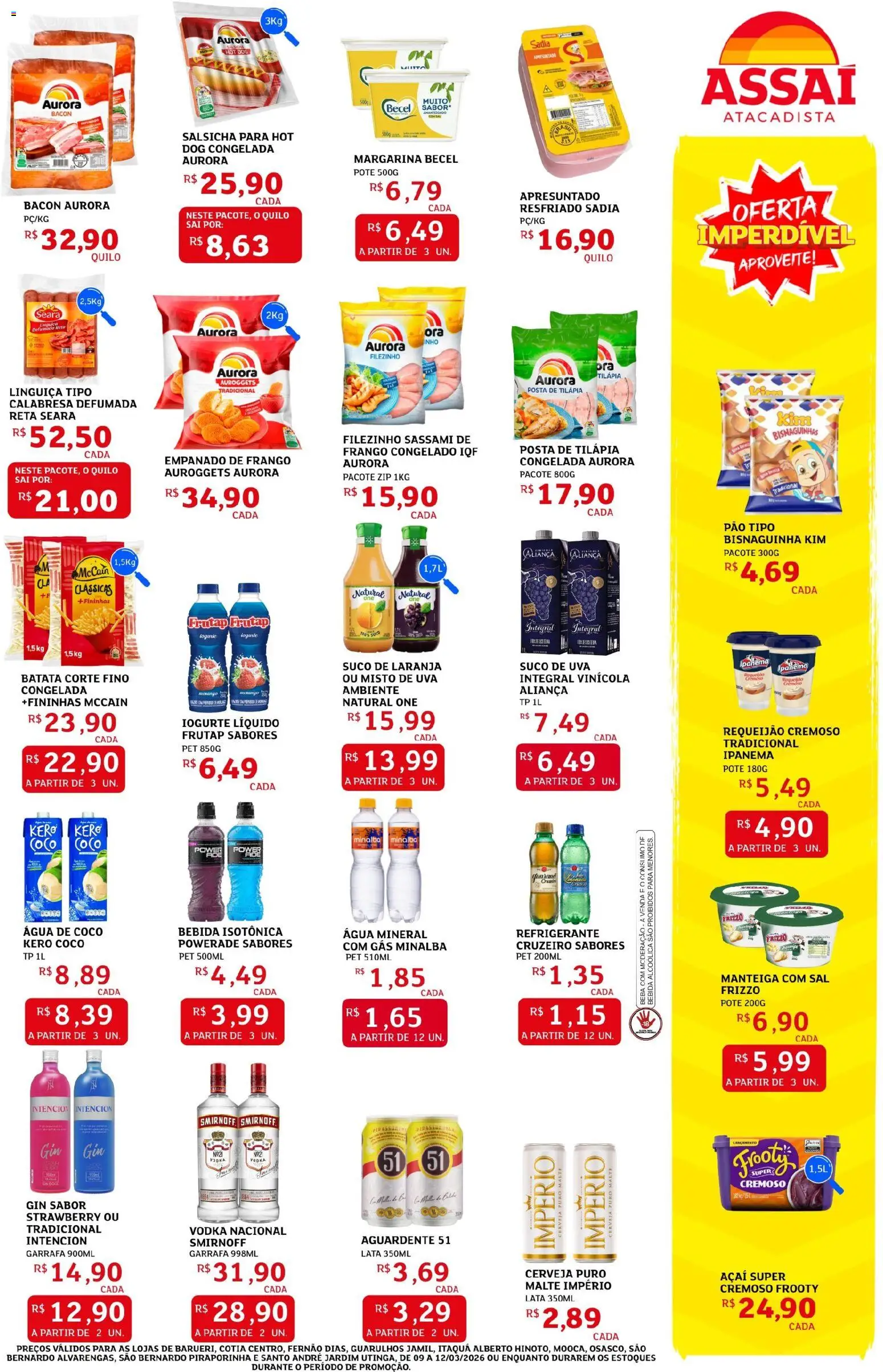 Assaí Atacadista Folheto - válido de 09.03.2026 | Página: 3 | Produtos: Pão, Suco, Requeijão, Margarina
